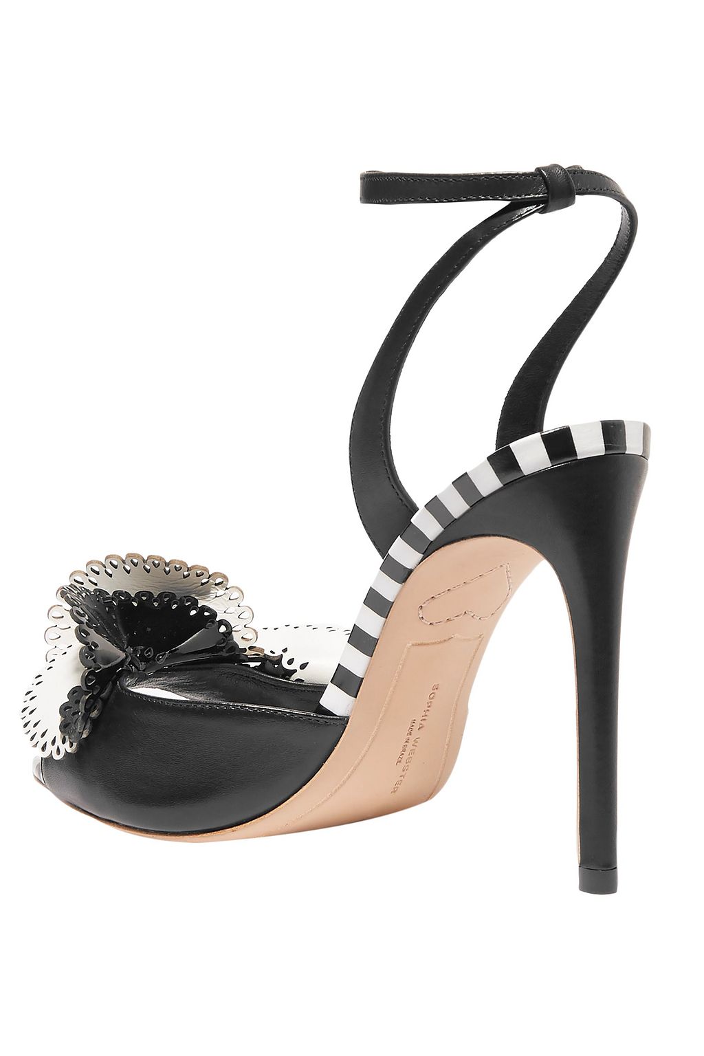 SOPHIA WEBSTER Soleil laser-cut ruffled striped leather sandals