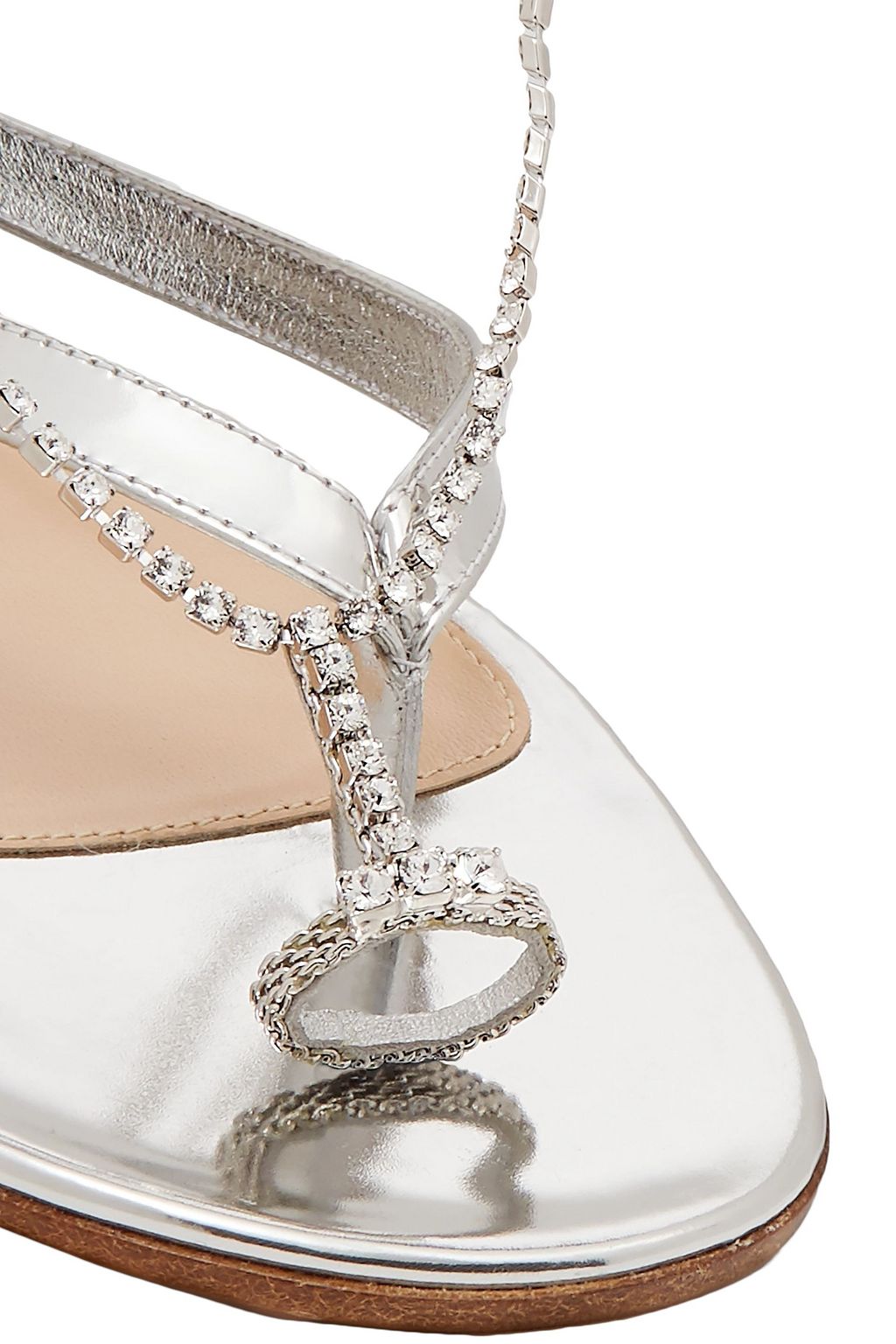 GIANVITO ROSSI Nadja crystal-embellished mirrored-leather sandals
