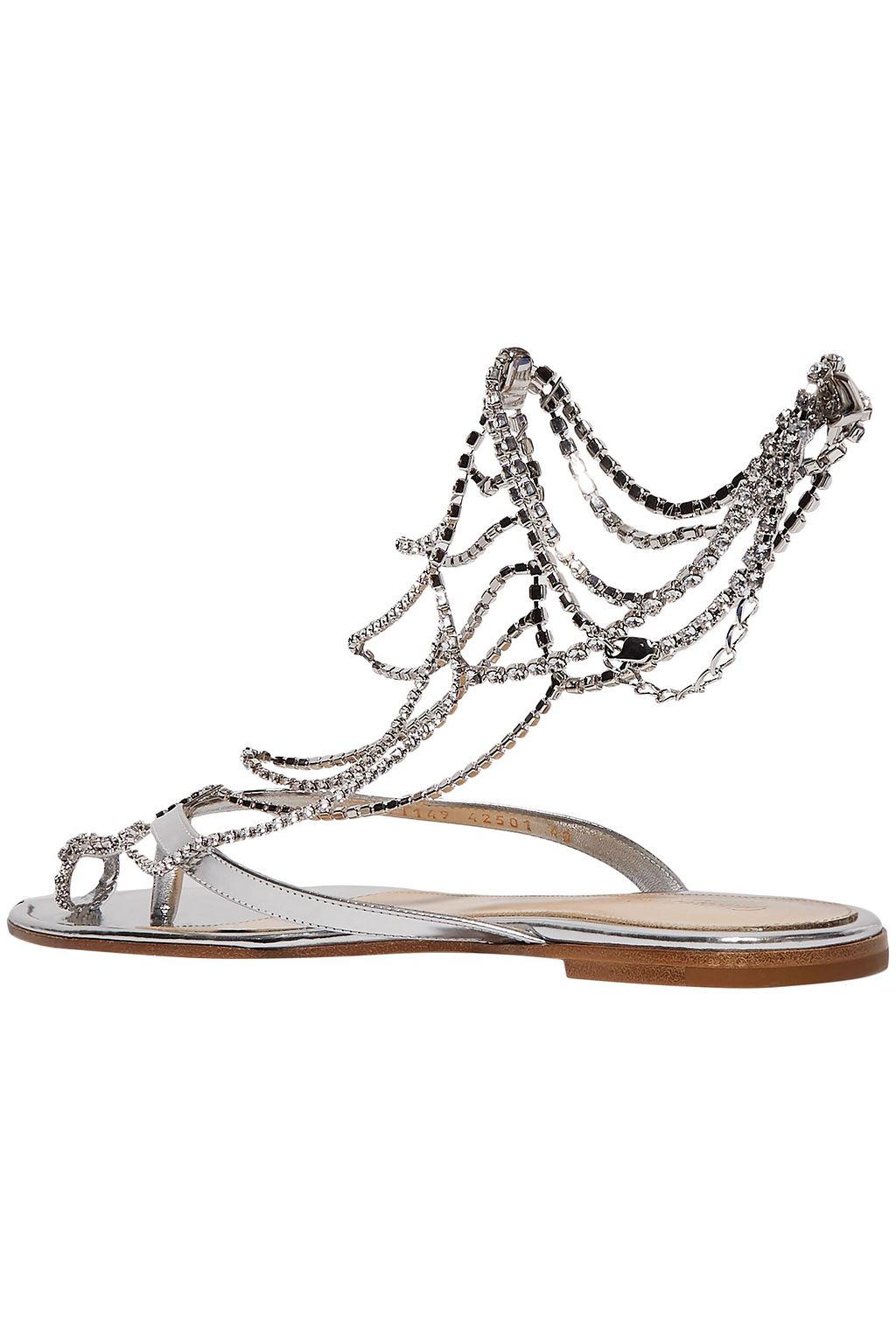GIANVITO ROSSI Nadja crystal-embellished mirrored-leather sandals