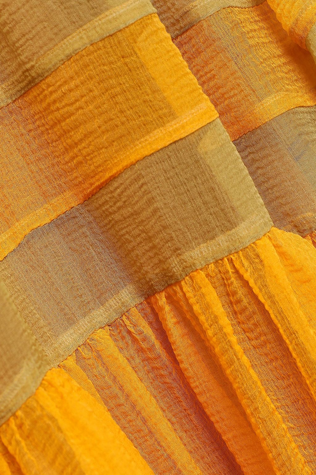 ALBERTA FERRETTI Layered color-block silk-georgette maxi dress
