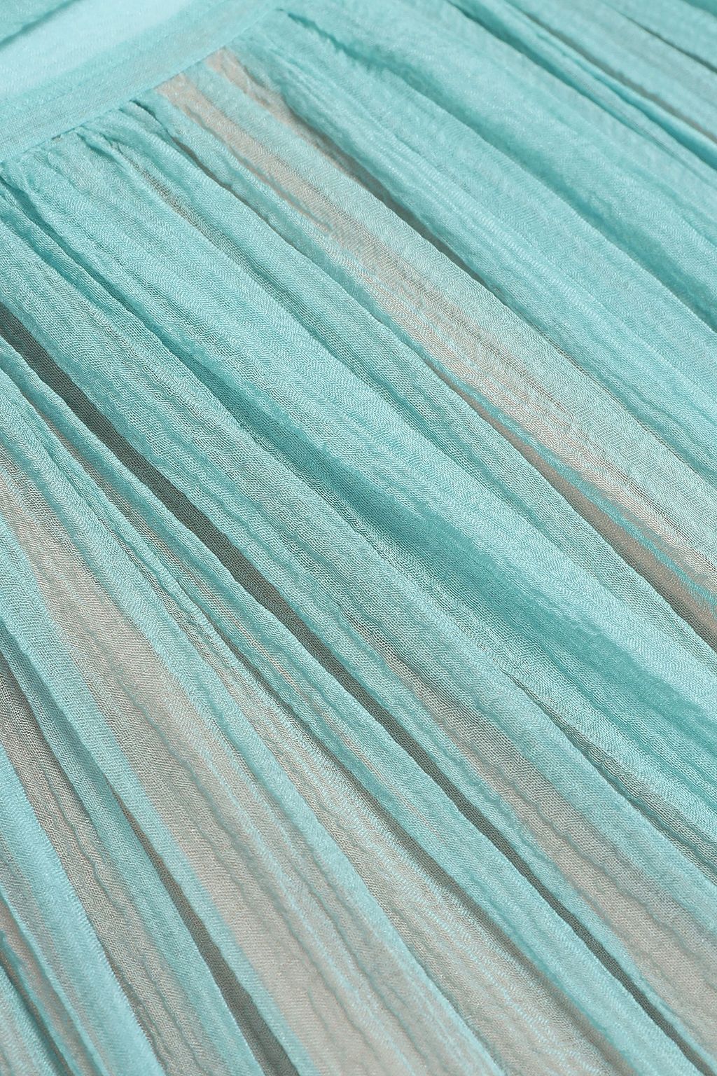ALBERTA FERRETTI Pussy-bow gathered color-block silk-georgette maxi dress