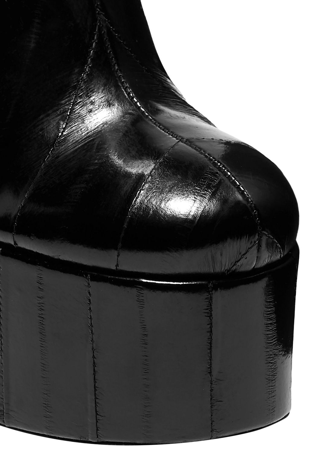 SAINT LAURENT Buckle-embellished eelskin platform ankle boots