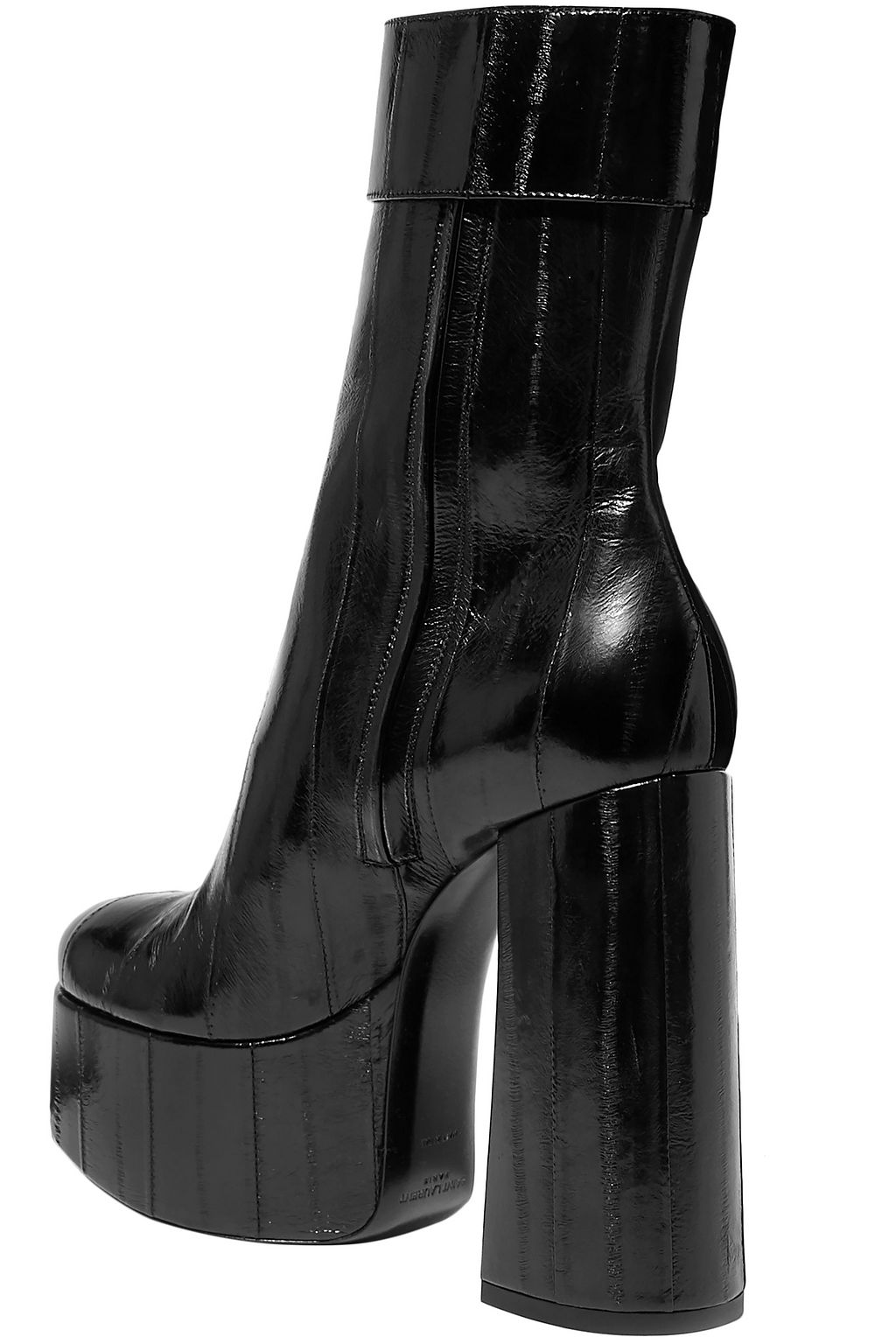 SAINT LAURENT Buckle-embellished eelskin platform ankle boots