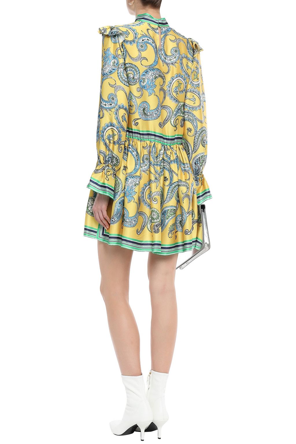 PHILOSOPHY DI LORENZO SERAFINI Ruffle-trimmed printed satin-twill mini dress
