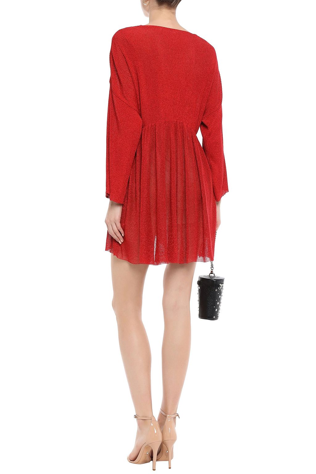 PHILOSOPHY DI LORENZO SERAFINI Metallic ribbed-knit mini dress