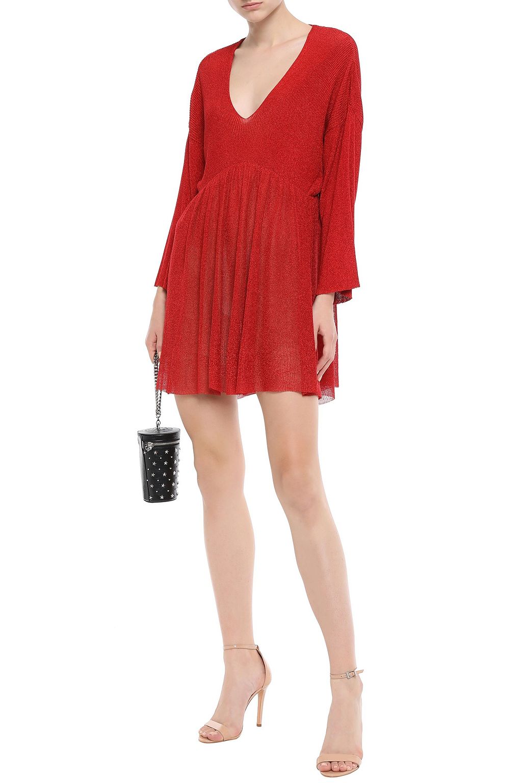 PHILOSOPHY DI LORENZO SERAFINI Metallic ribbed-knit mini dress