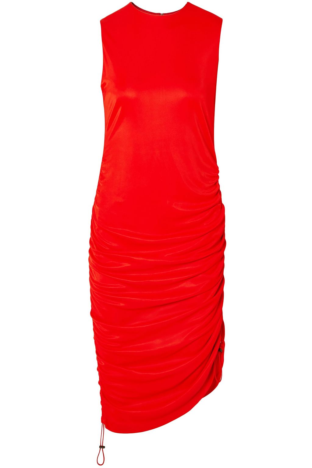 Red Asymmetric ruched jersey dress 