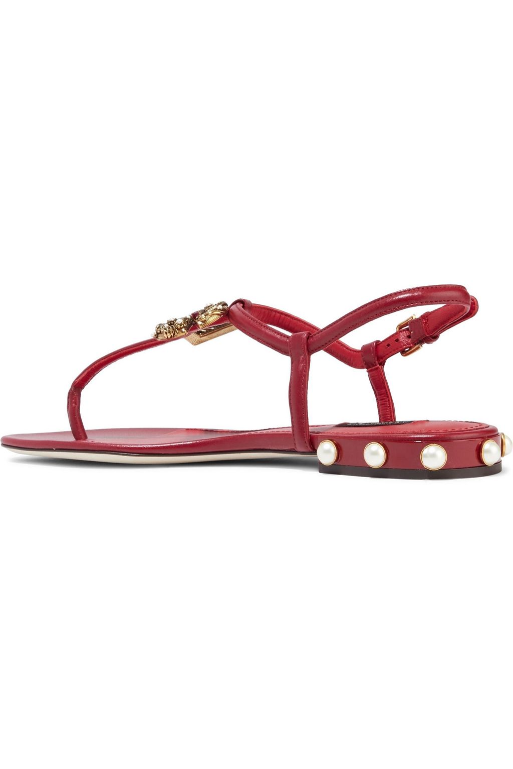 DOLCE&GABBANA Logo-embellished leather sandals