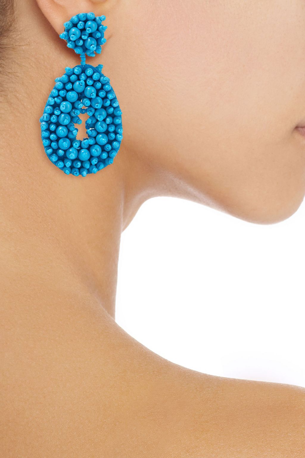 KENNETH JAY LANE Gold-tone beaded felt earrings