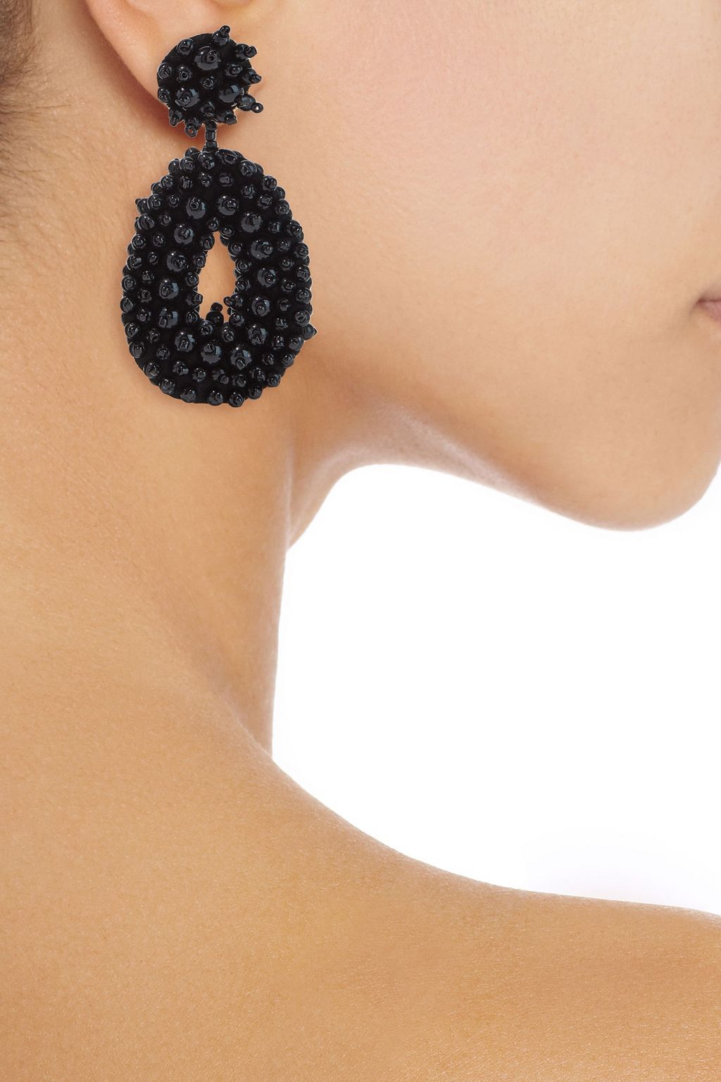 KENNETH JAY LANE Gold-tone beaded felt earrings