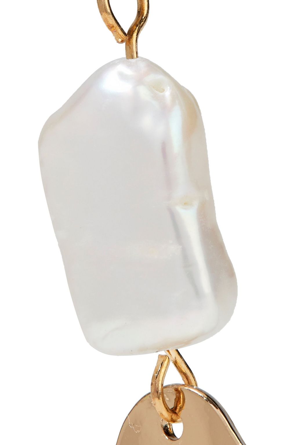 KENNETH JAY LANE Hammered gold-plated faux pearl earrings