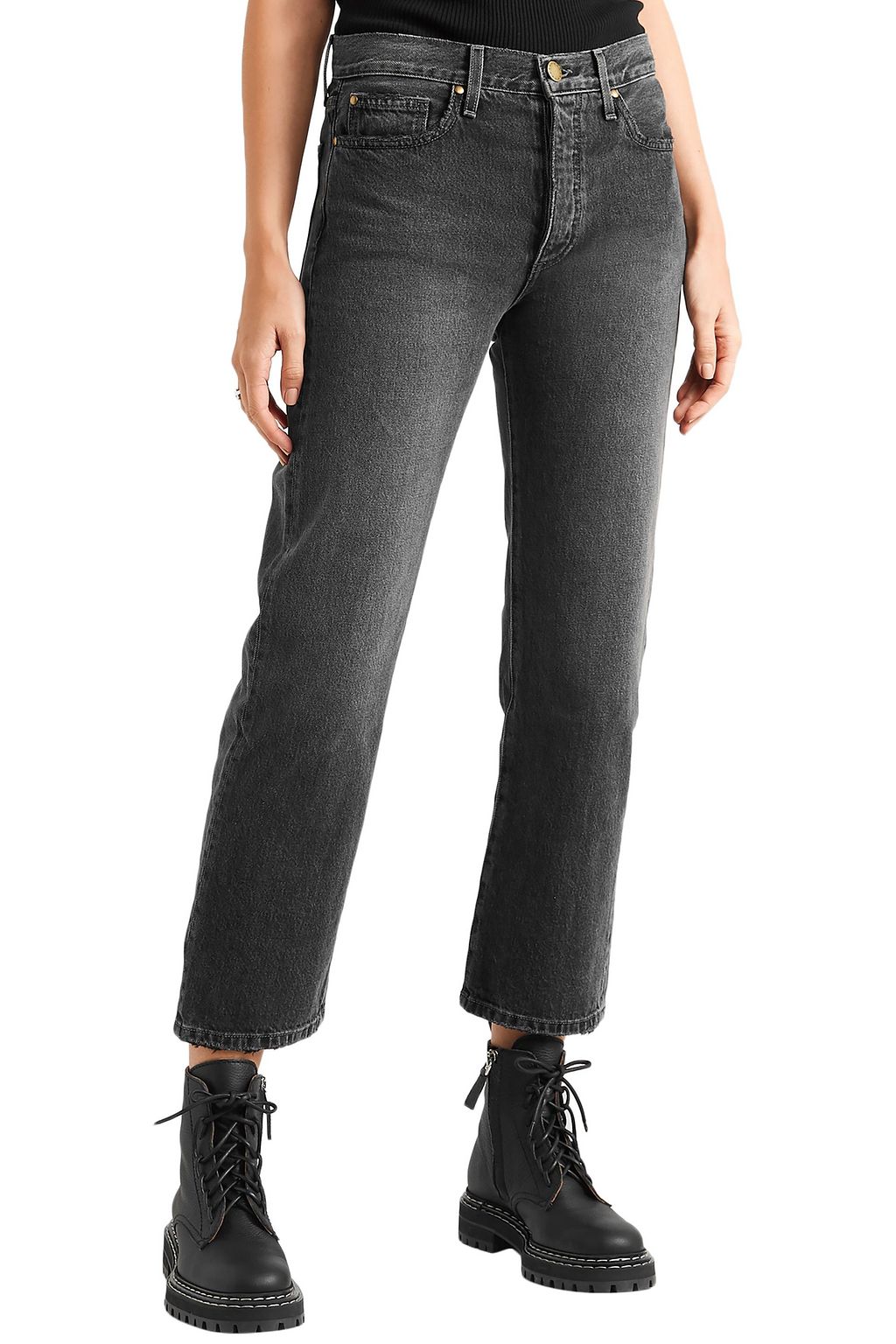 THE GREAT. The Lasso cropped high-rise straight-leg jeans