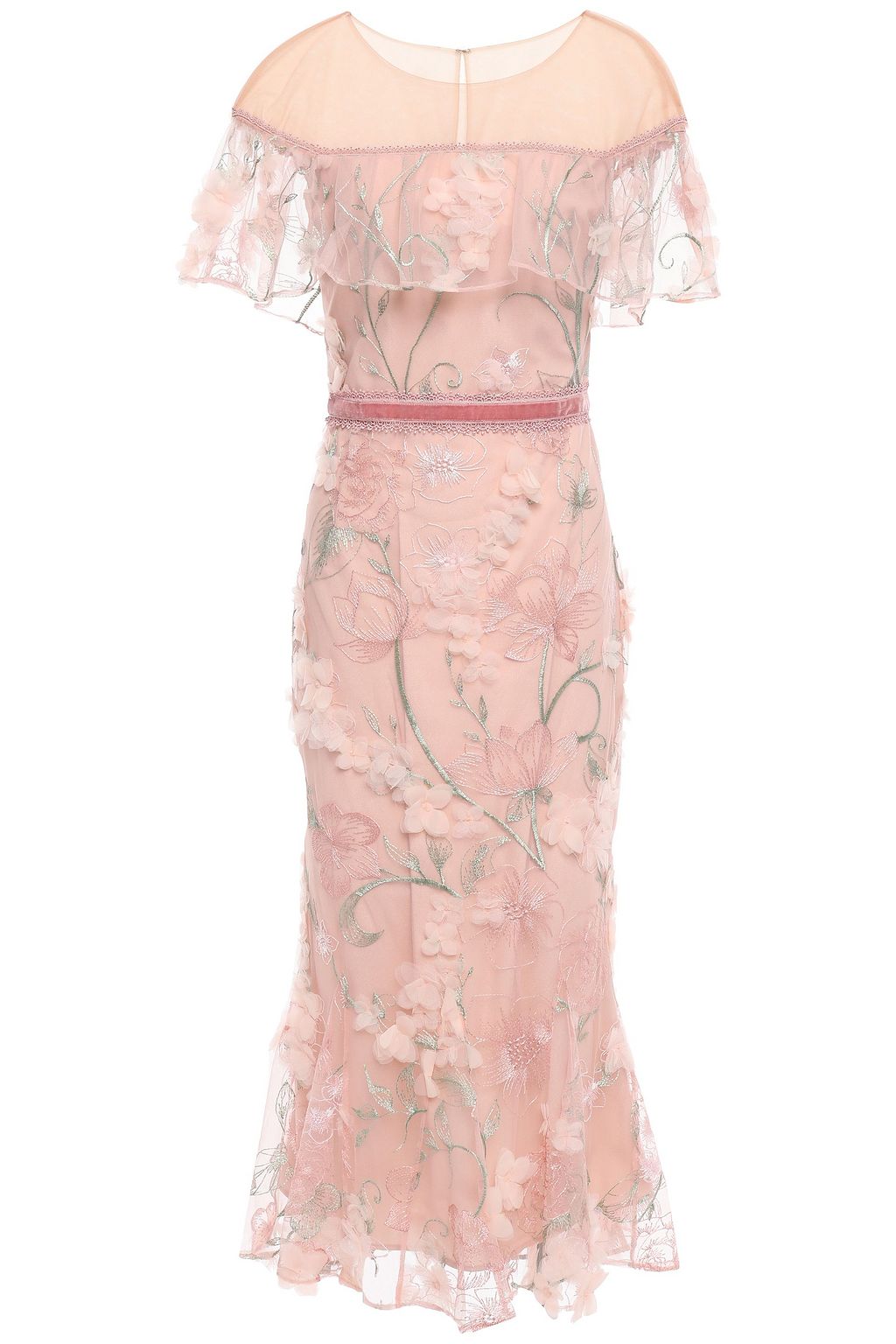 embellished tulle midi dress
