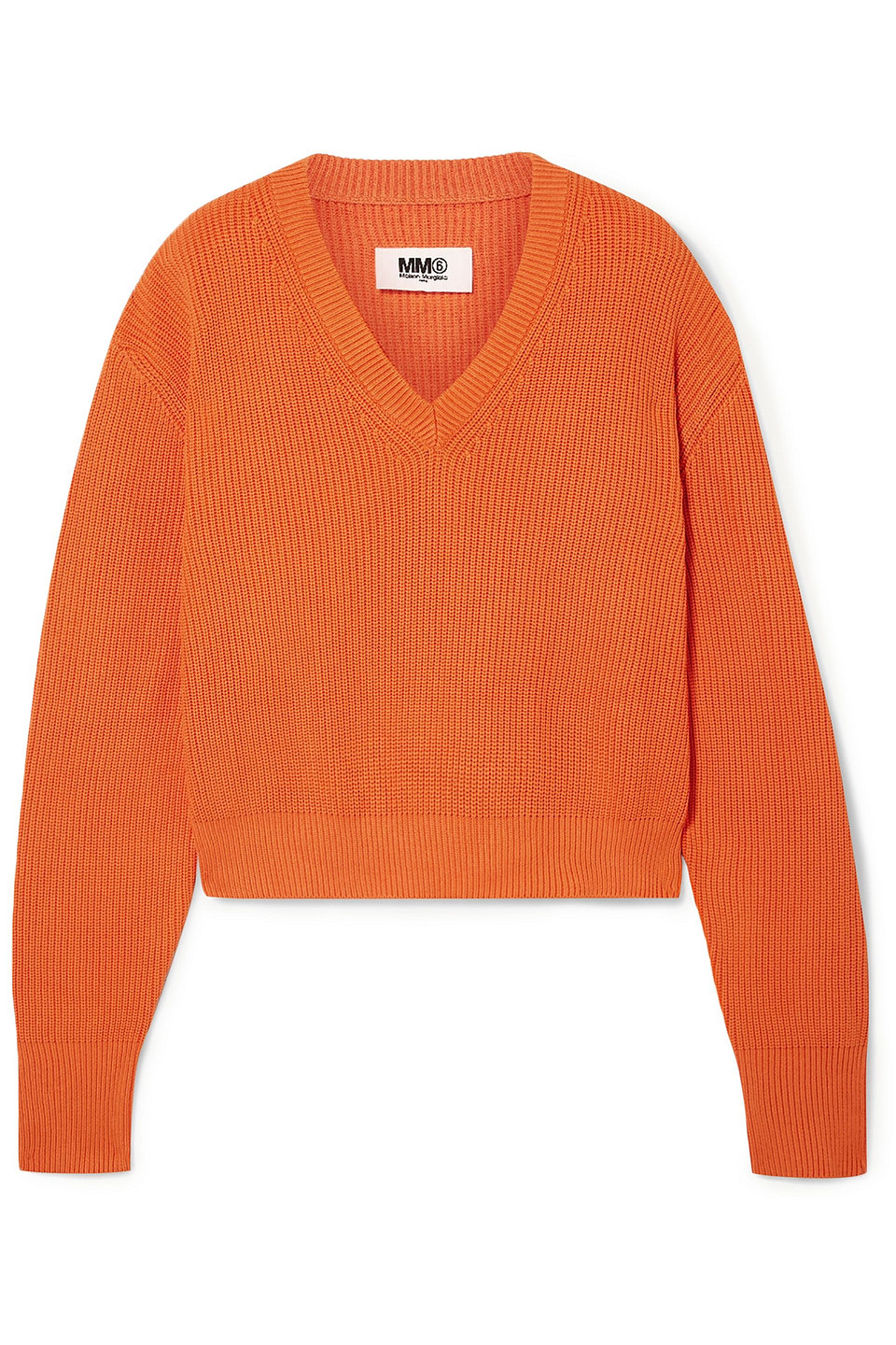 Mm6 Maison Margiela Woman Ribbed-knit Sweater Orange Size S