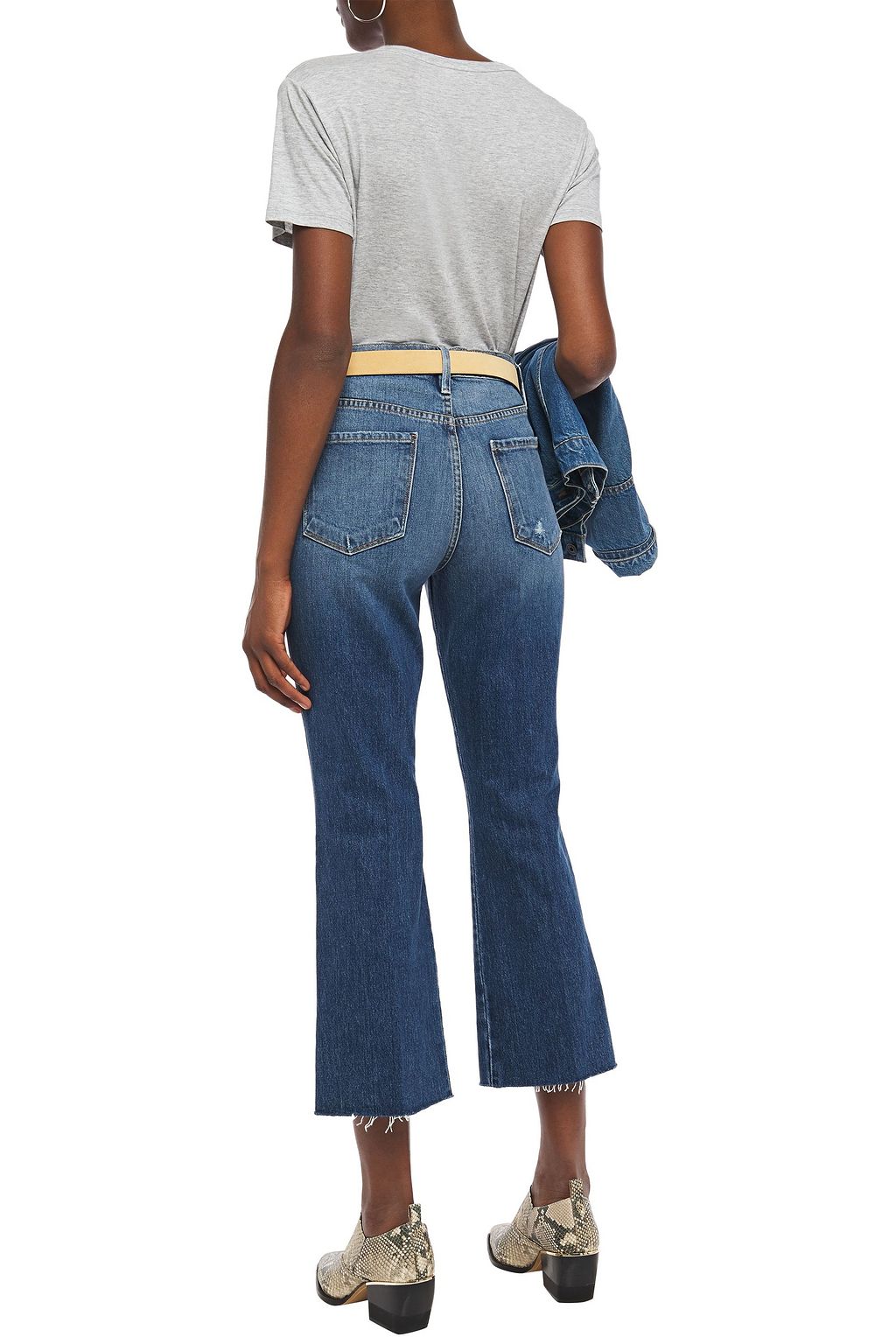 FRAME Le Sylvie distressed high-rise kick-flare jeans