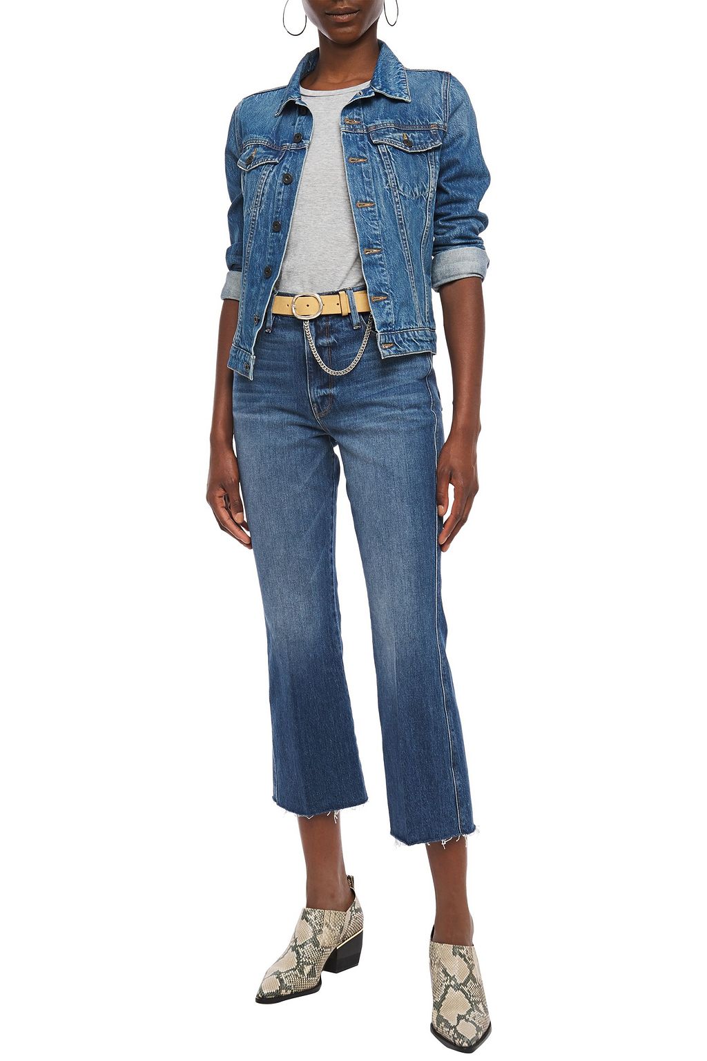 FRAME Le Sylvie distressed high-rise kick-flare jeans