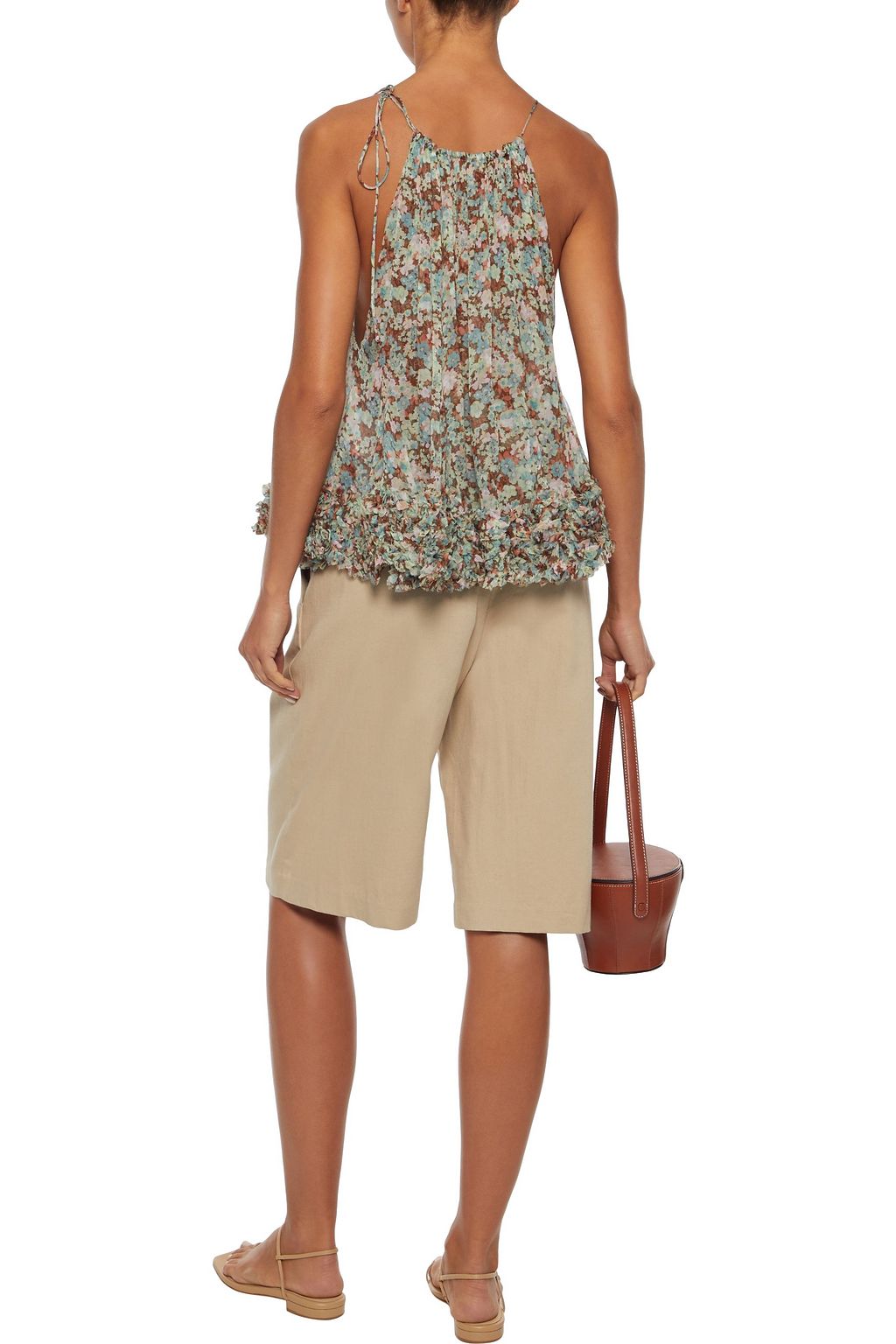 STELLA MCCARTNEY Madalynn ruffle-trimmed floral-print silk-georgette camisole