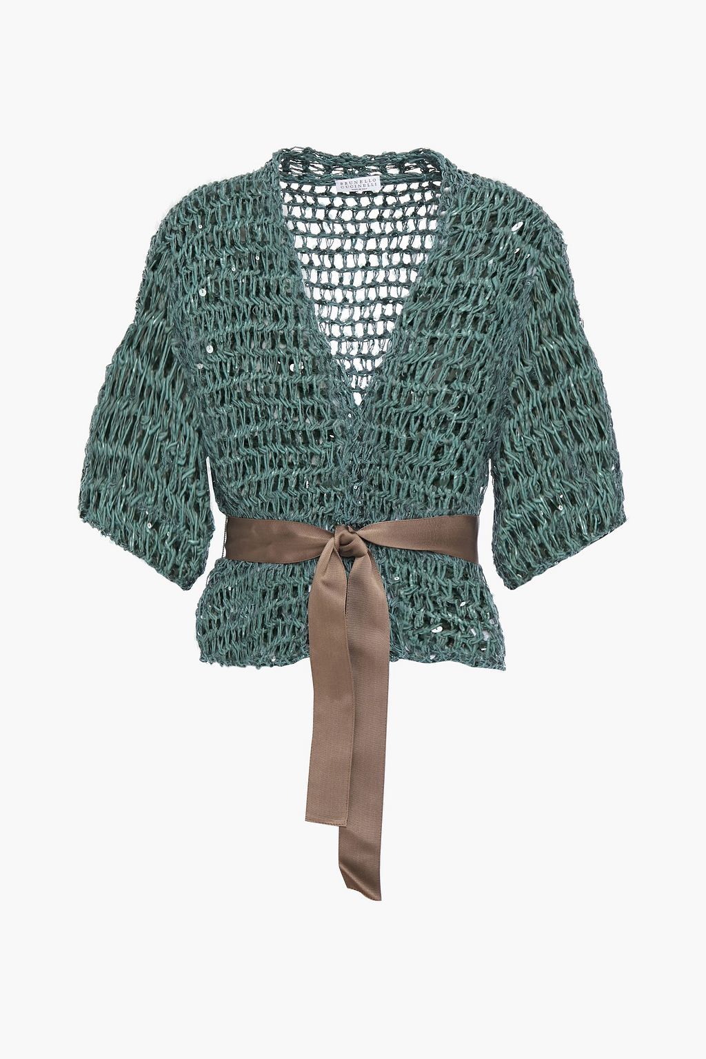 green sequin cardigan
