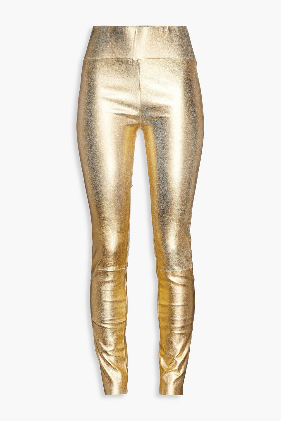 Sprwmn Coated Metallic Stretch-leather Leggings In Gold