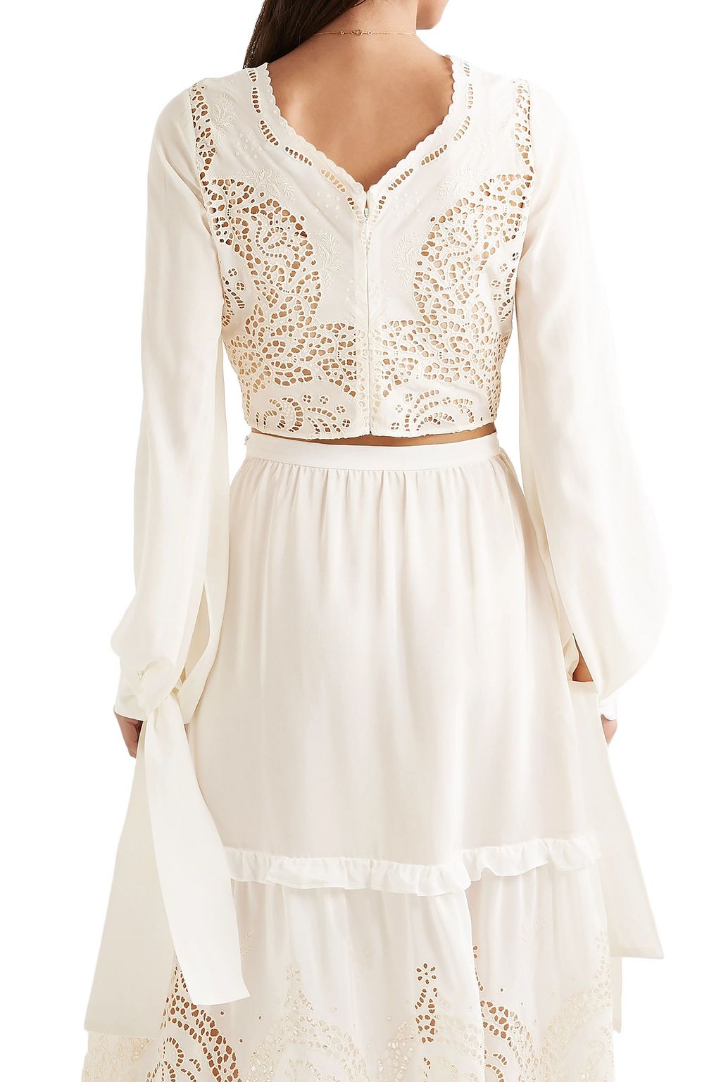 STELLA MCCARTNEY Cropped broderie anglaise silk top