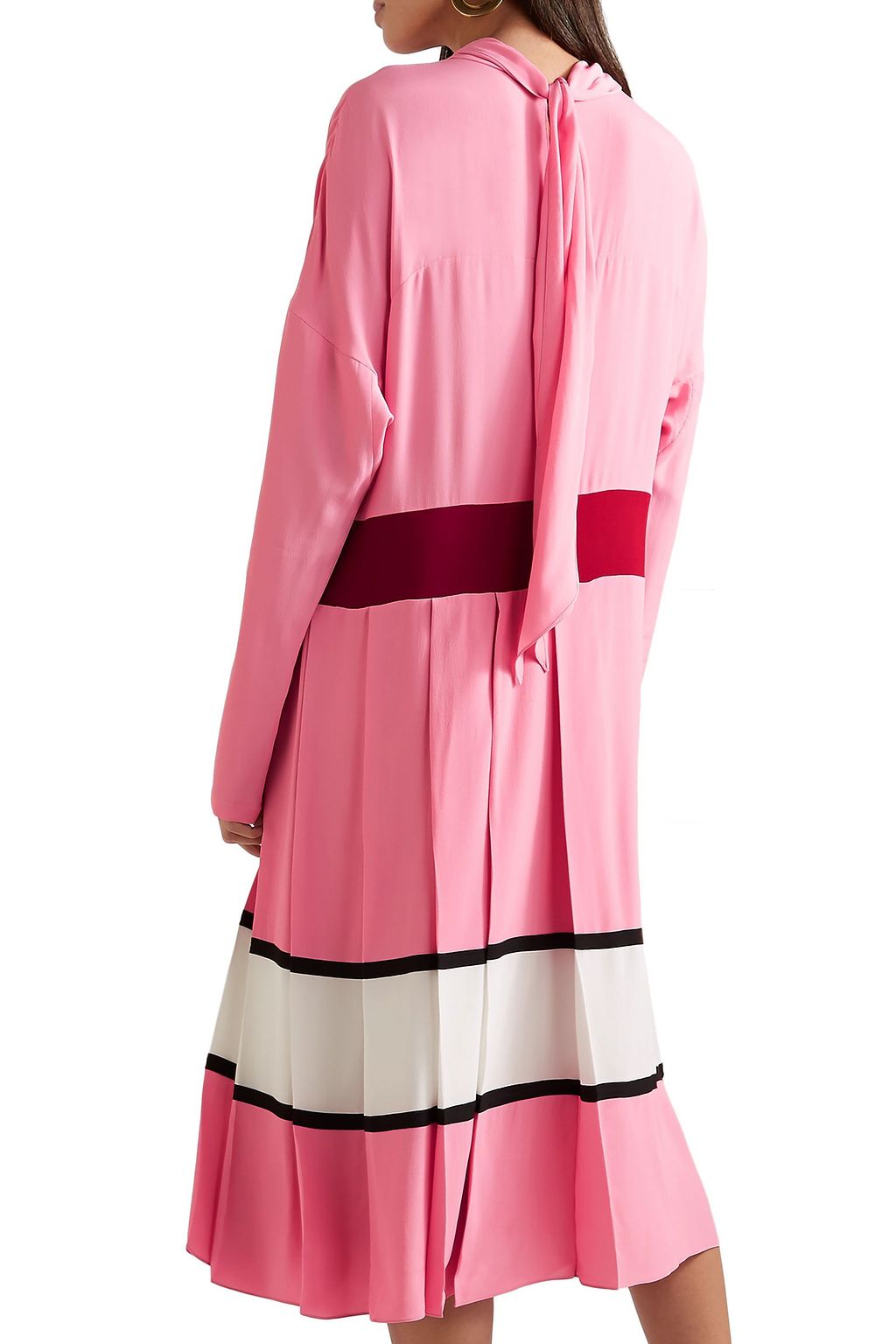 MARNI Pleated striped crepe midi dress