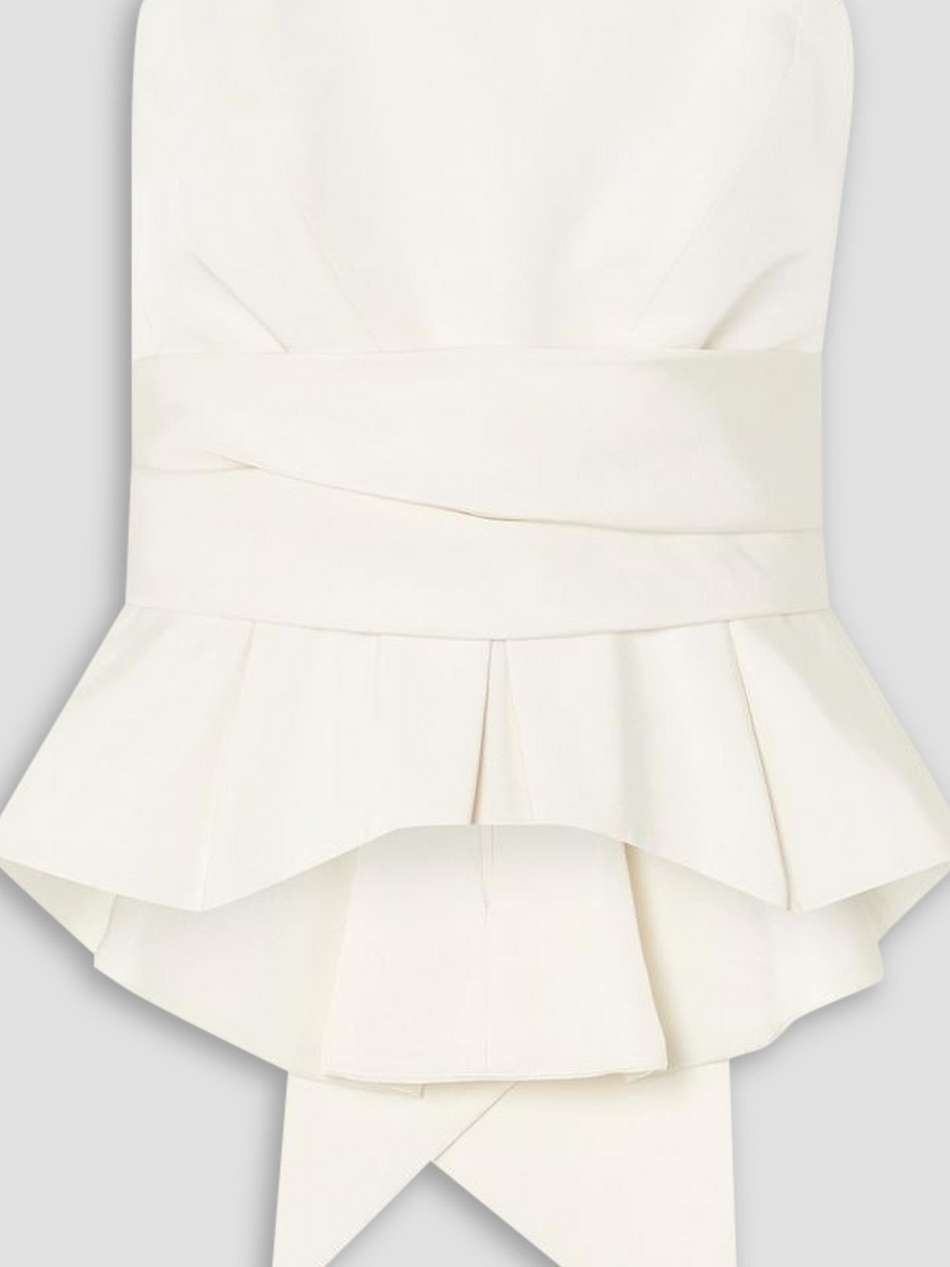 bow-detailed silk-twill bustier top