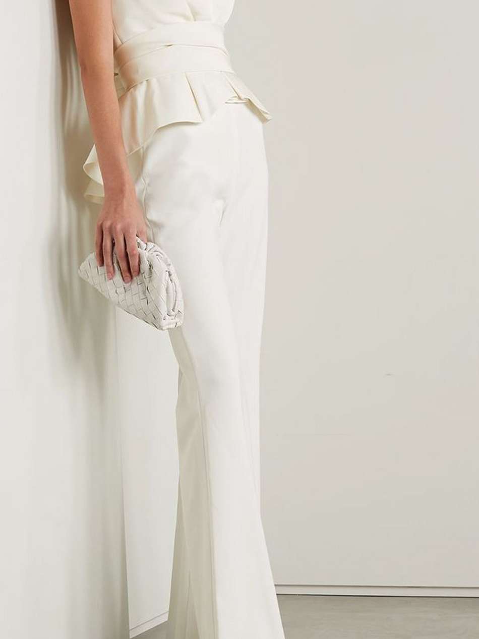 bow-detailed silk-twill bustier top