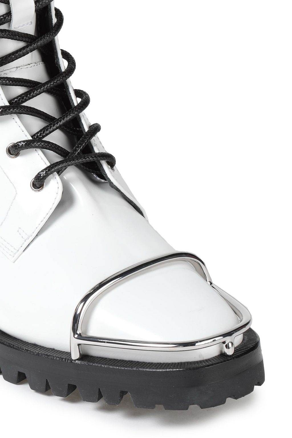 ALEXANDER WANG Lyndon embellished patent-leather combat boots