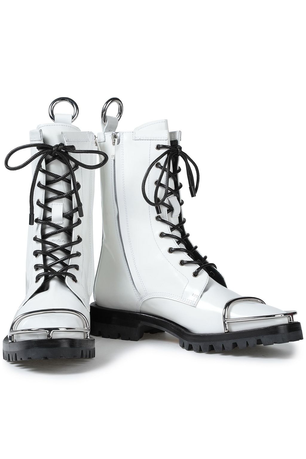 ALEXANDER WANG Lyndon embellished patent-leather combat boots