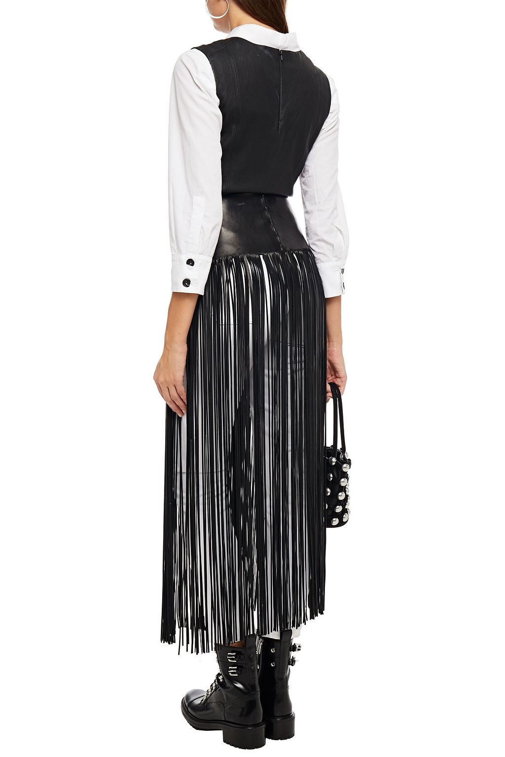 VALENTINO GARAVANI Fringed leather maxi skirt