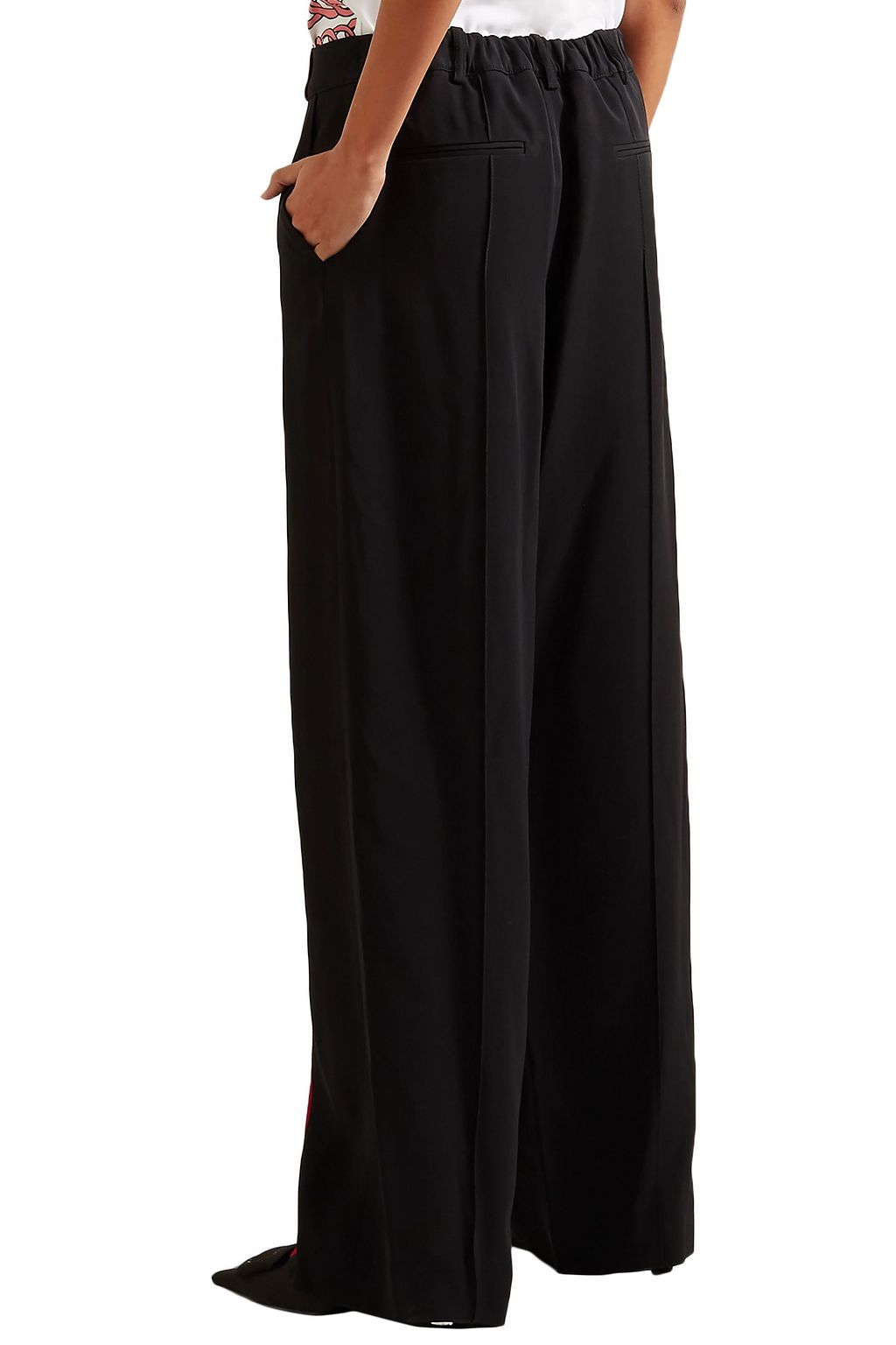 MARNI Satin-trimmed crepe wide-leg pants | THE OUTNET