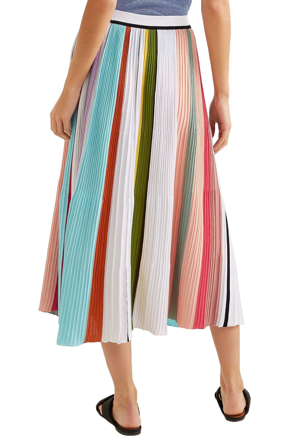 MISSONI Striped ribbed crocheted cotton midi skirt THE
