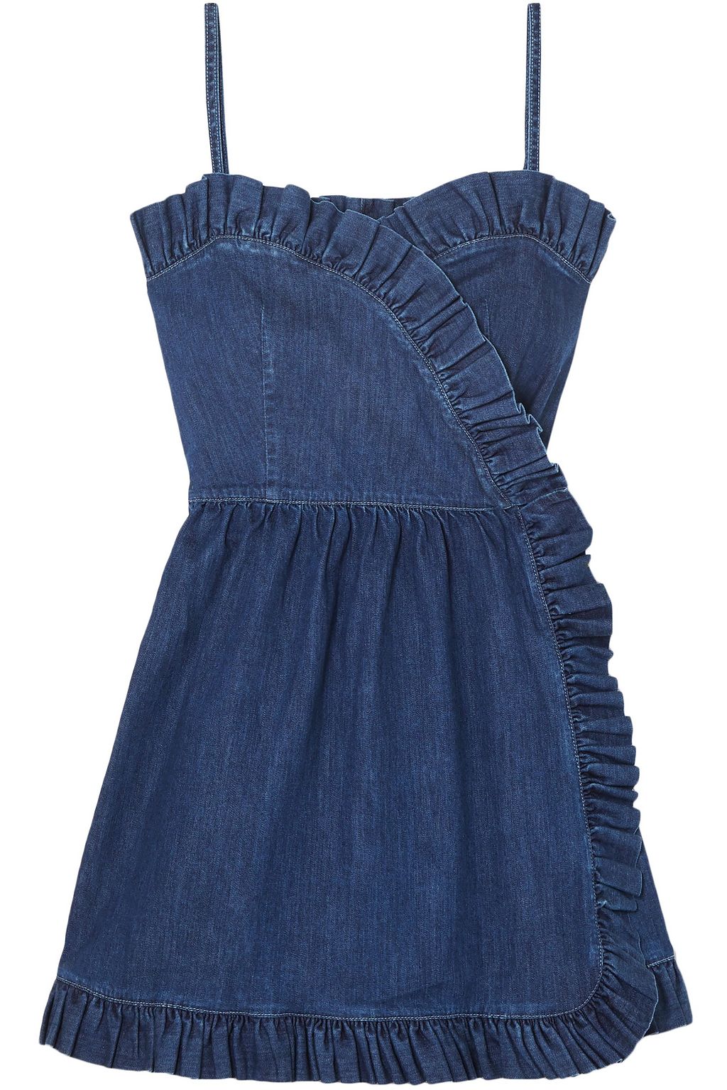 denim ruffle dress