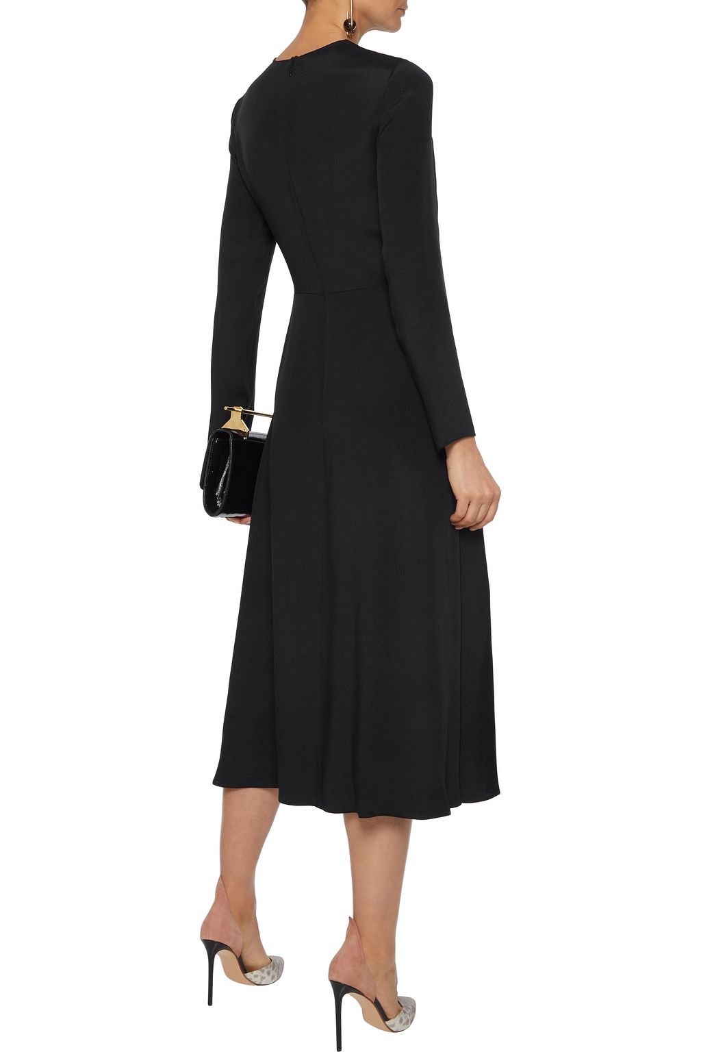 VALENTINO GARAVANI Corded lace-paneled silk-blend cady midi dress
