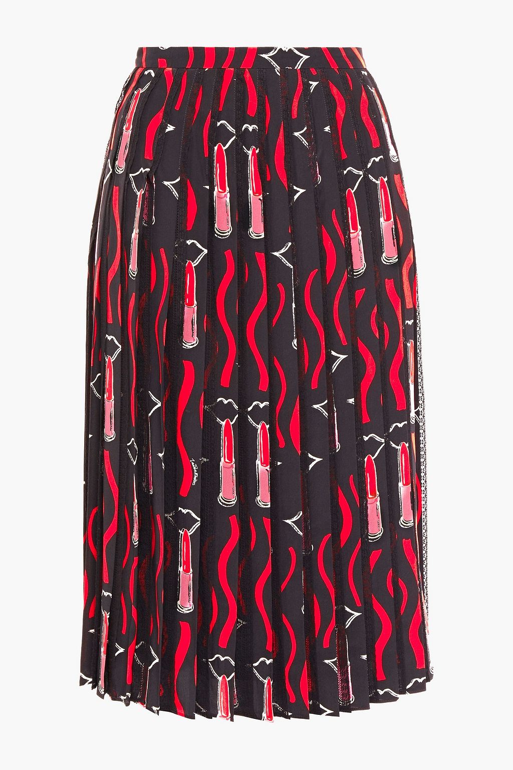 VALENTINO GARAVANI Pleated printed silk crepe de chine skirt | THE OUTNET