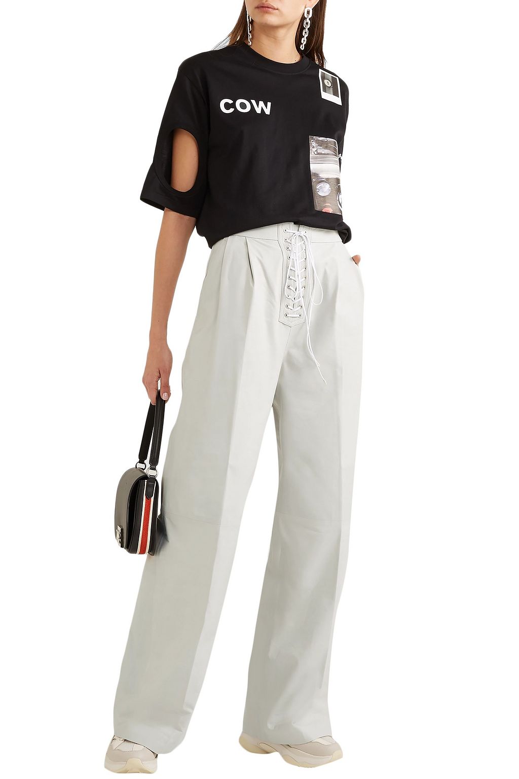 BEN TAVERNITI™ UNRAVEL PROJECT Lace-up leather wide-leg pants