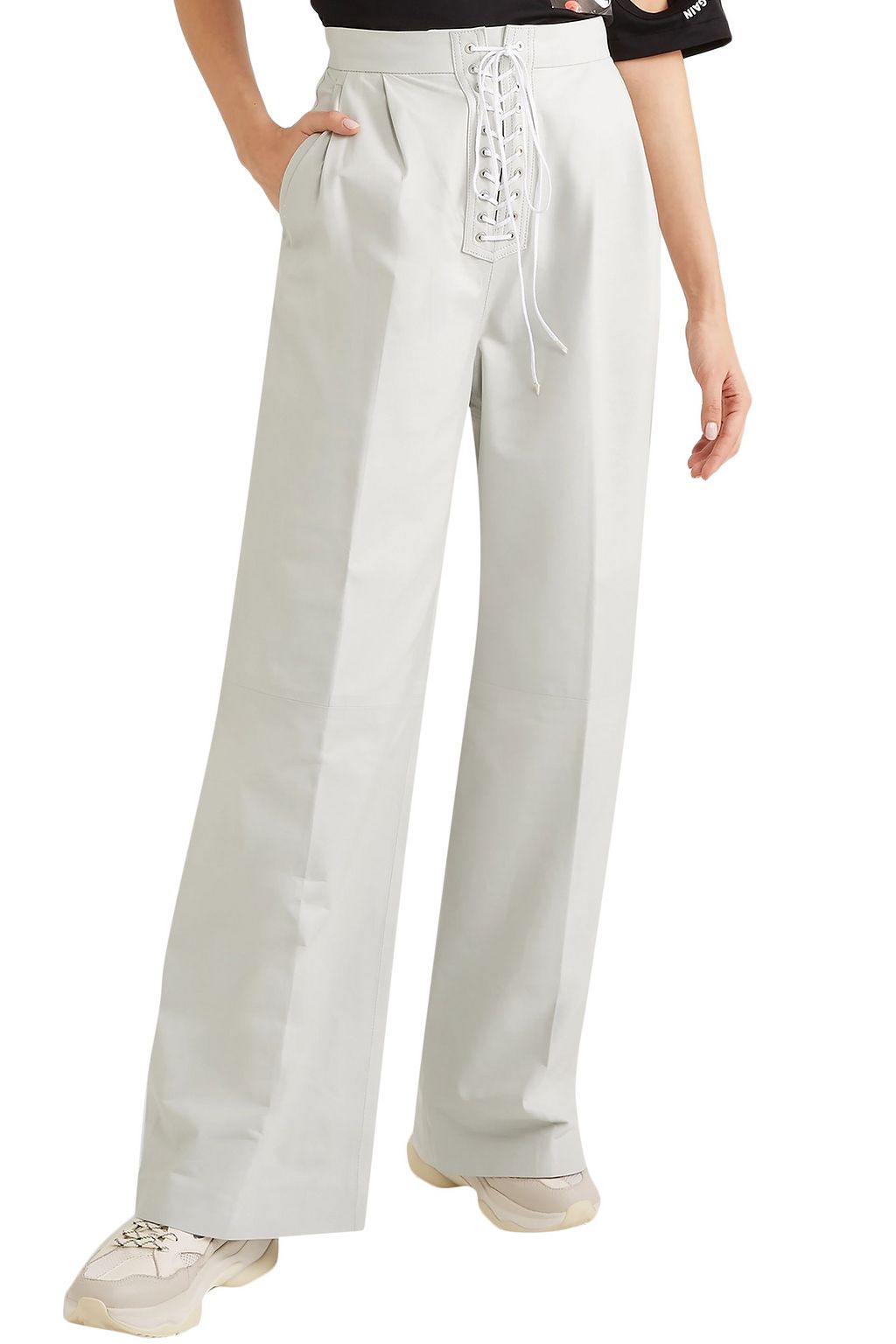 BEN TAVERNITI™ UNRAVEL PROJECT Lace-up leather wide-leg pants