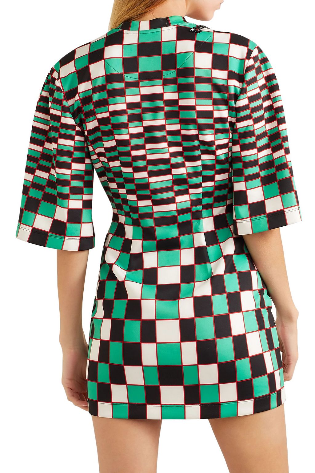 CHRISTOPHER KANE Embellished checked stretch-scuba mini dress