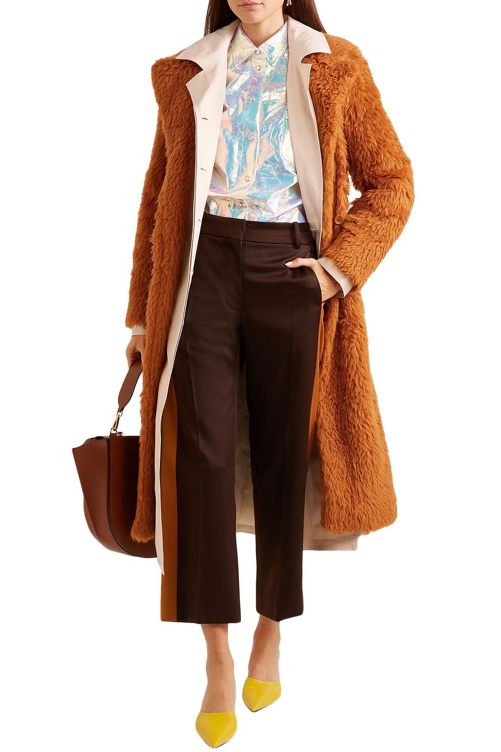 SIES MARJAN Mamie layered faux shearling and cotton-canvas trench coat