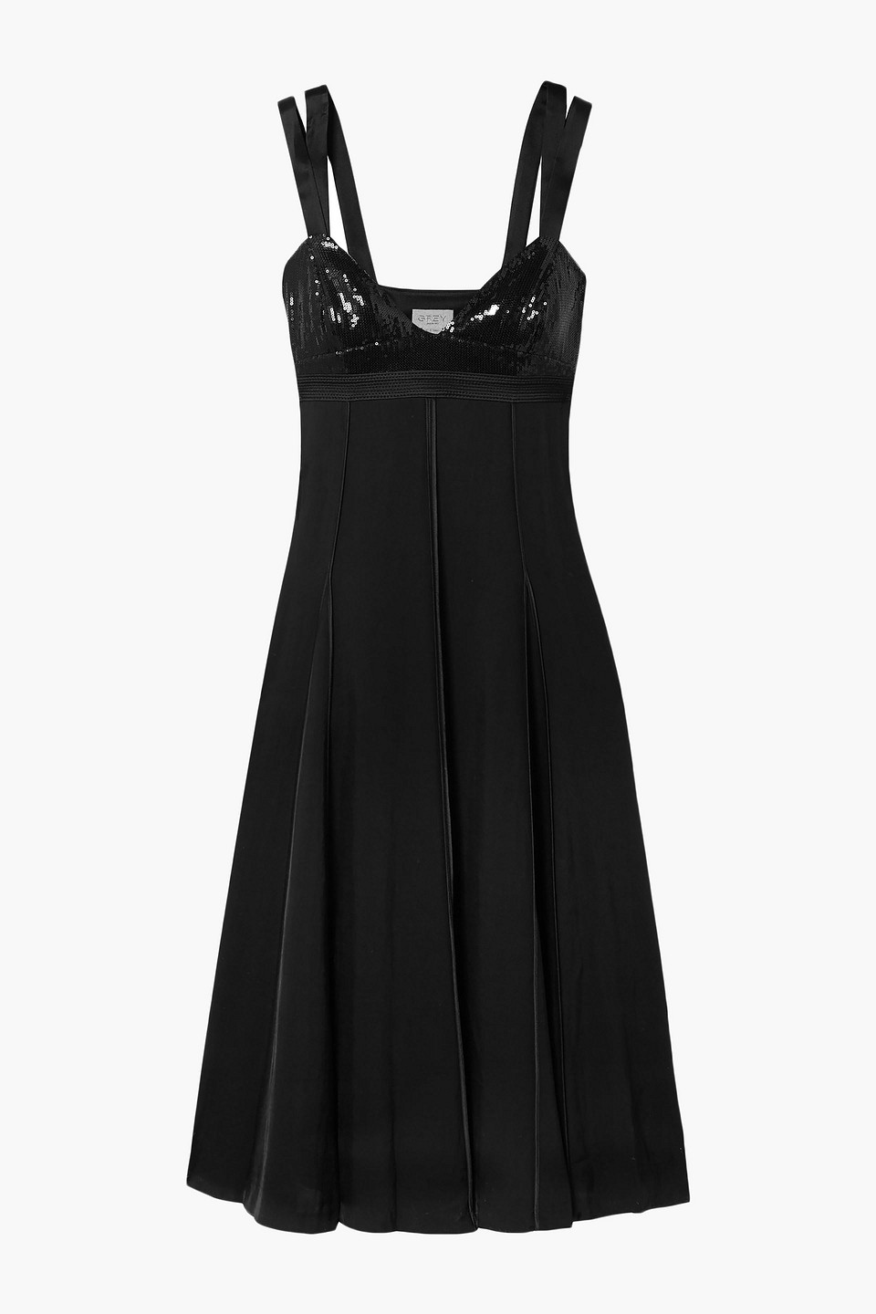 Grey Jason Wu Woman Cutout Sequined Satin-trimmed Twill Midi Dress Black