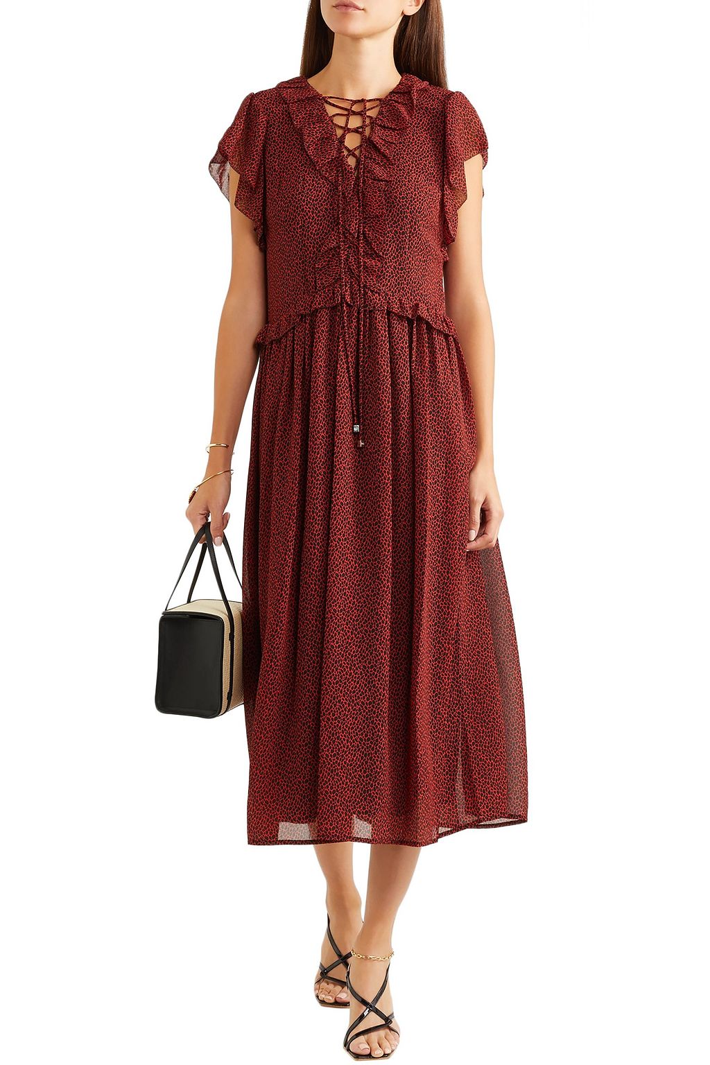 MICHAEL MICHAEL KORS Ruffled printed chiffon midi dress