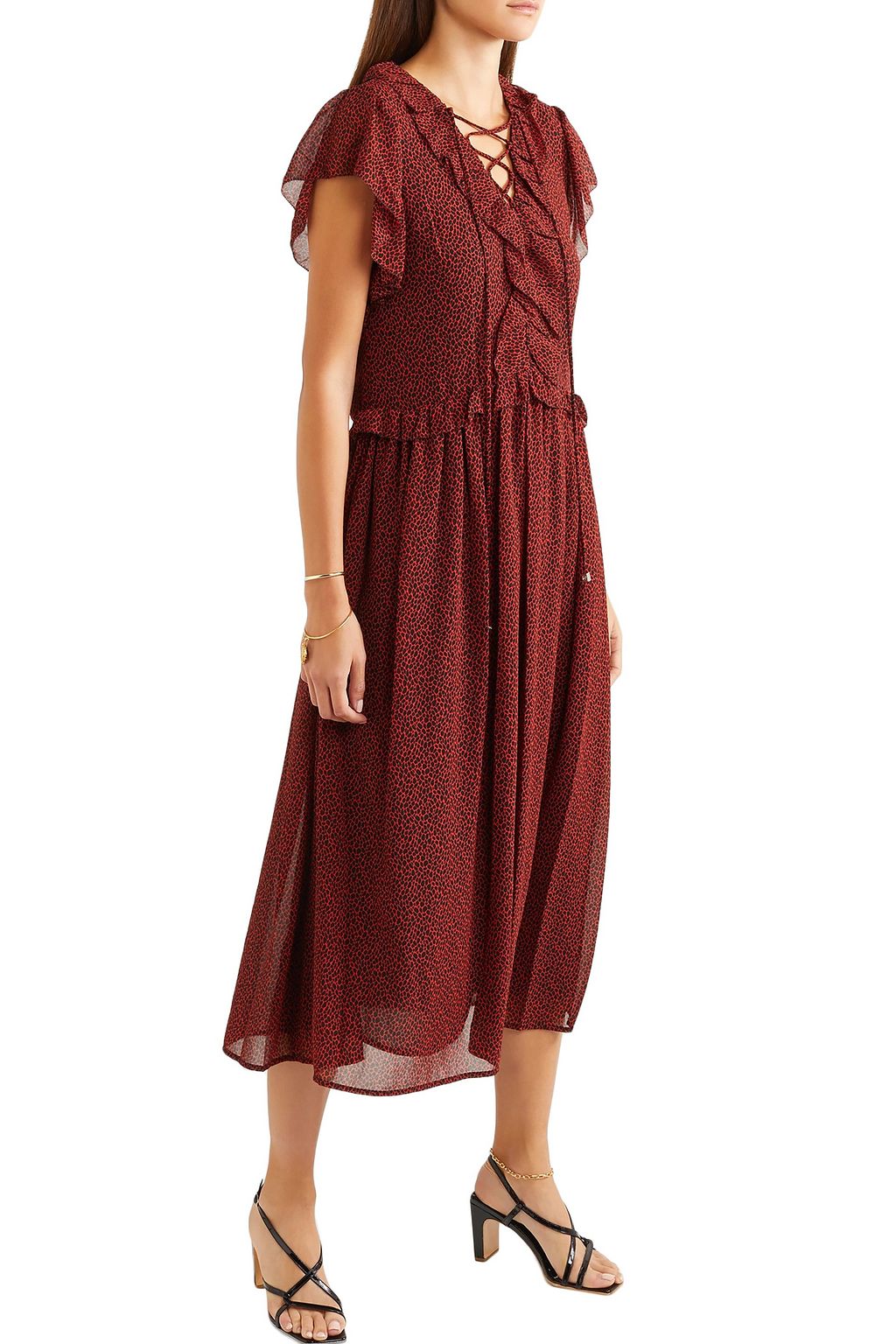 MICHAEL MICHAEL KORS Ruffled printed chiffon midi dress
