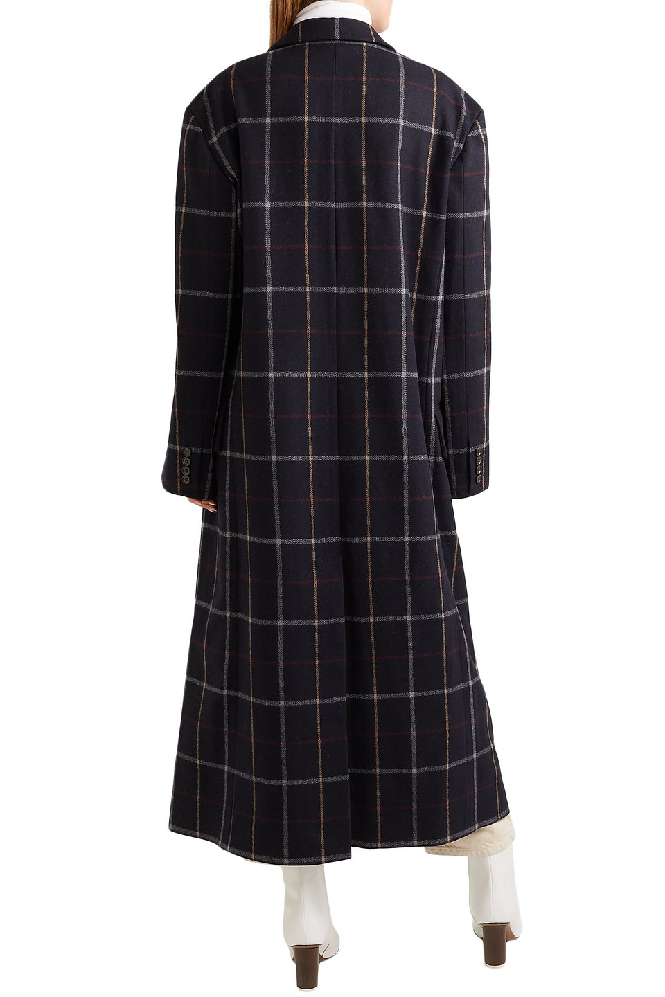 A.w.a.k.e. Double-breasted Checked Wool-blend Coat In Blue