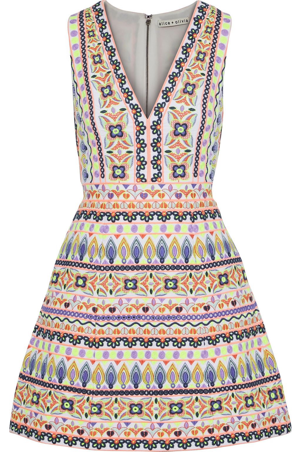 alice and olivia blue and white dress
