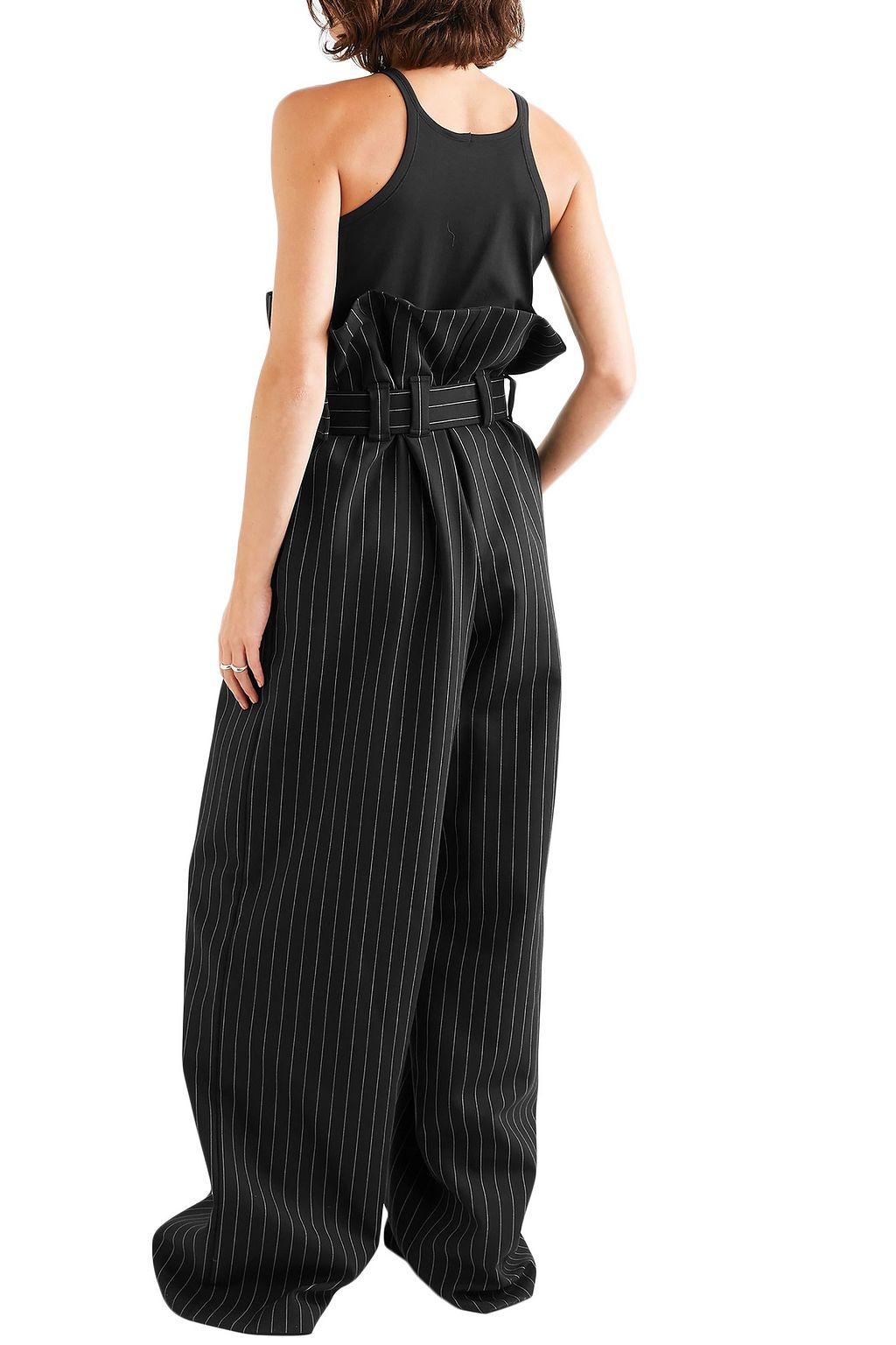 GARETH PUGH Belted pinstriped wool-blend wide-leg pants