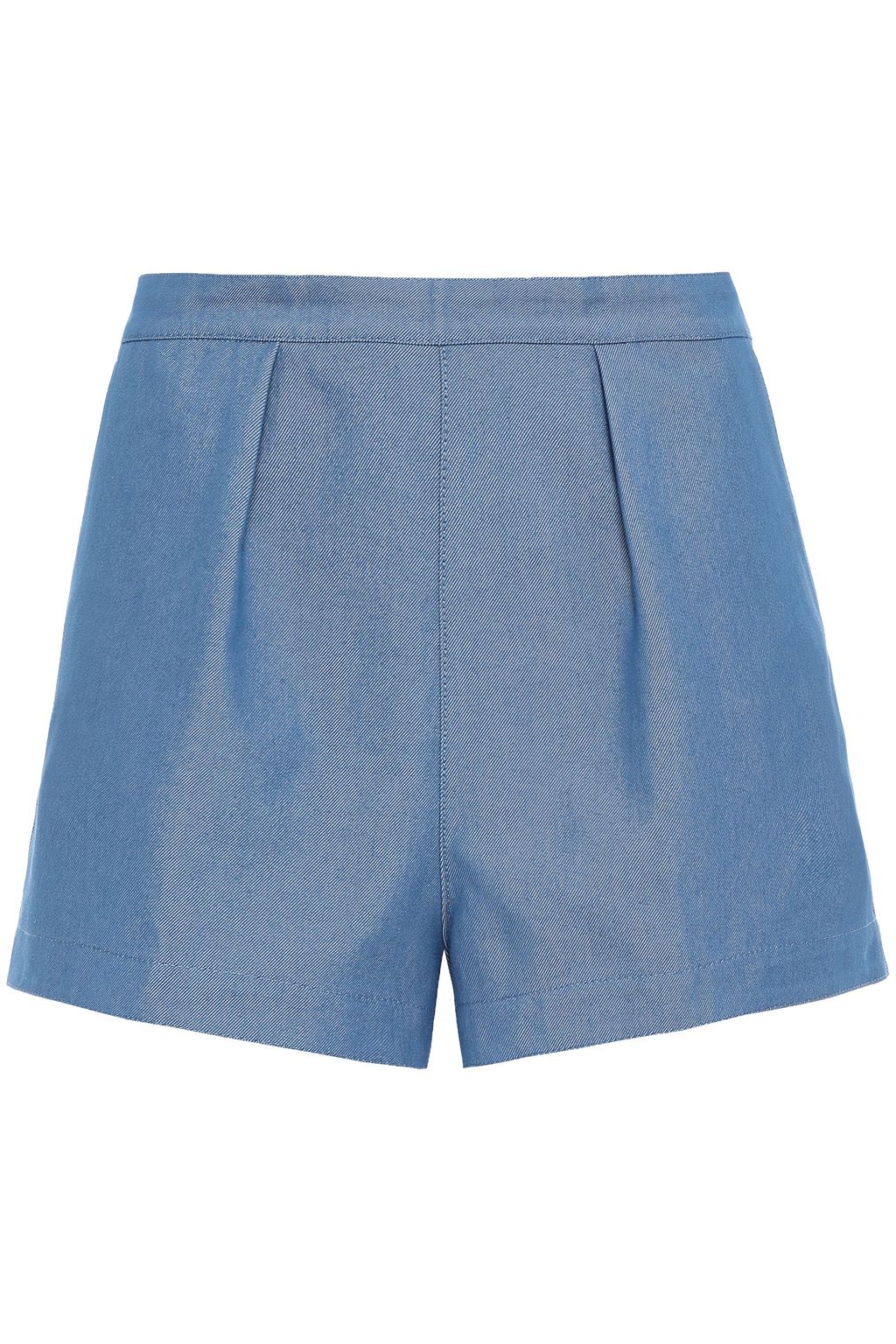 pleated denim shorts
