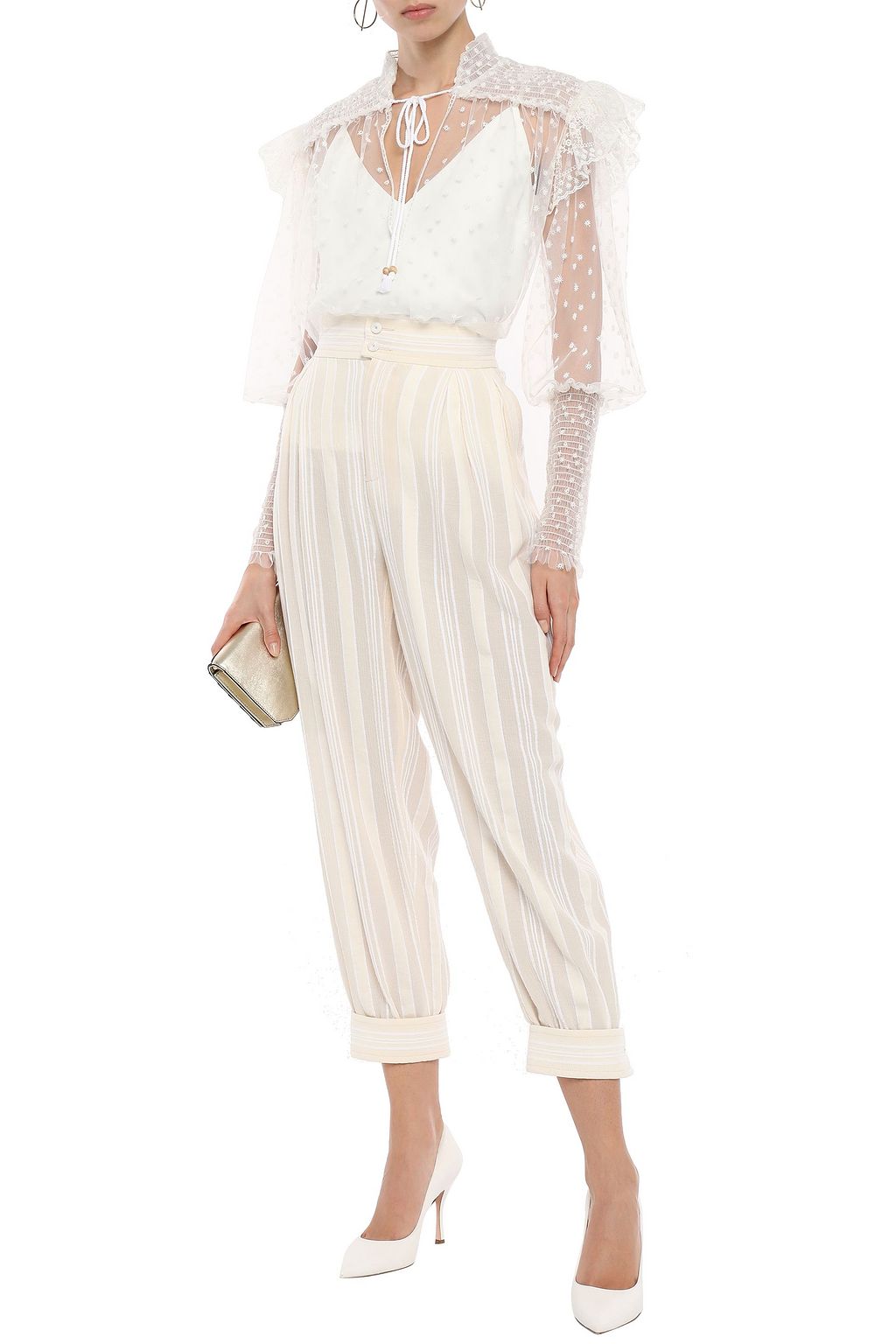 PHILOSOPHY DI LORENZO SERAFINI Ruffled embroidered tulle blouse