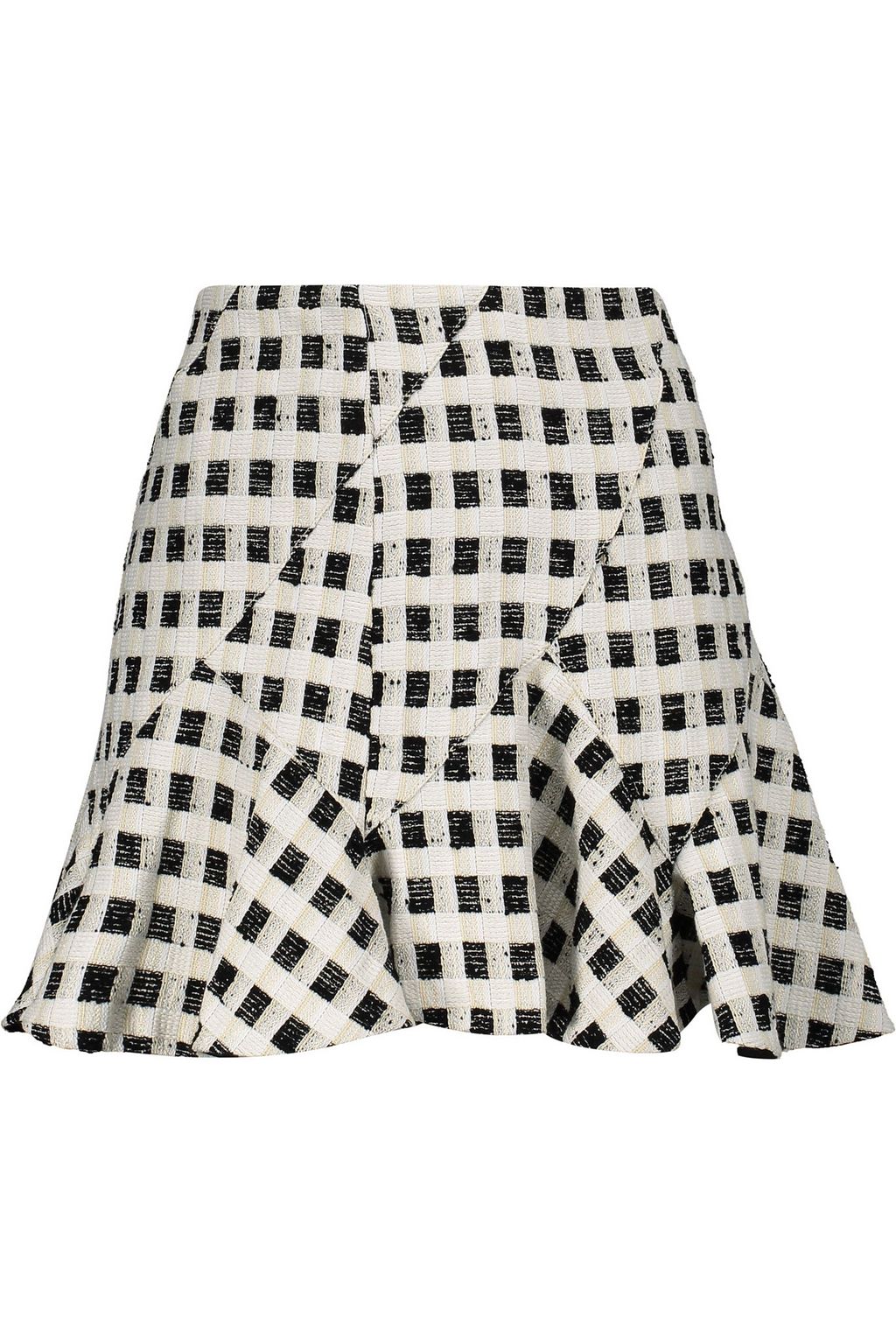 DEREK LAM 10 CROSBY Ruffled checked cotton-blend tweed mini skirt