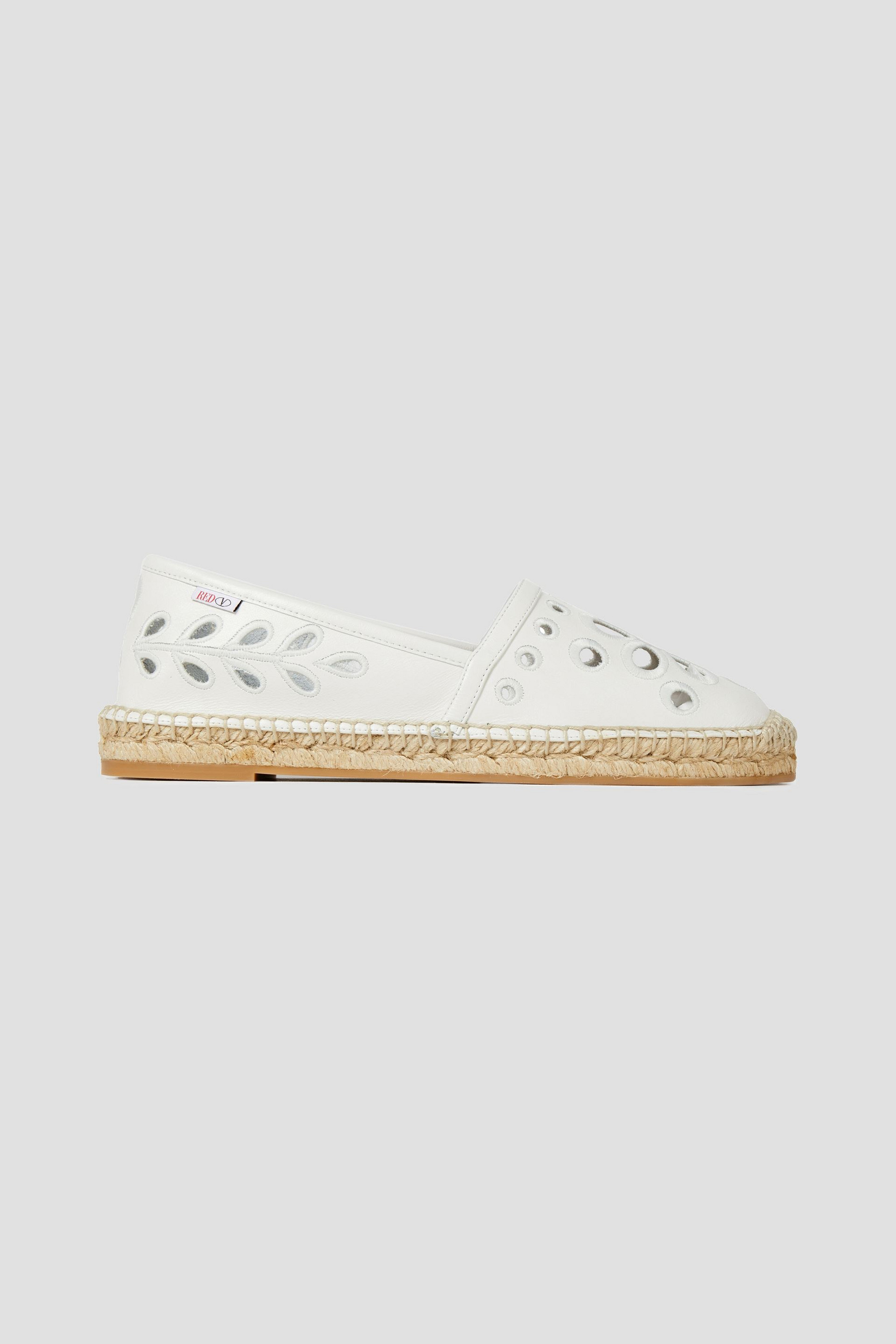 RED(V) Broderie anglaise leather espadrilles