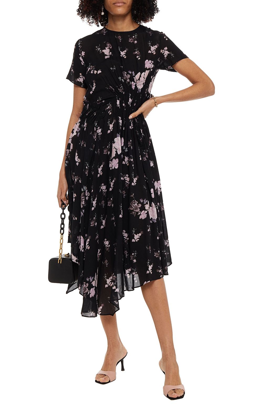 PREEN LINE Lois gathered floral-print crepe midi dress